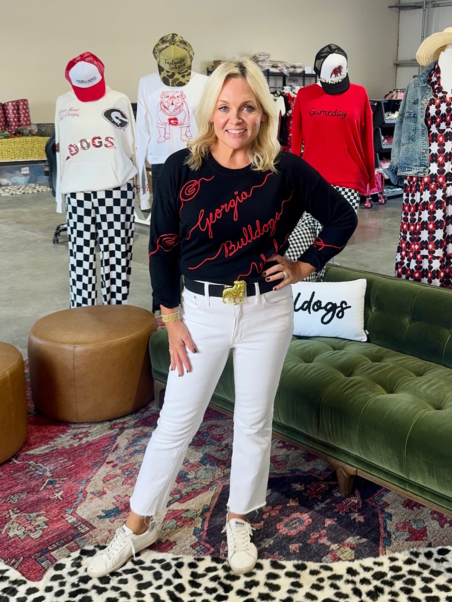 Licensed black georgia bulldog love letter sweater light weight