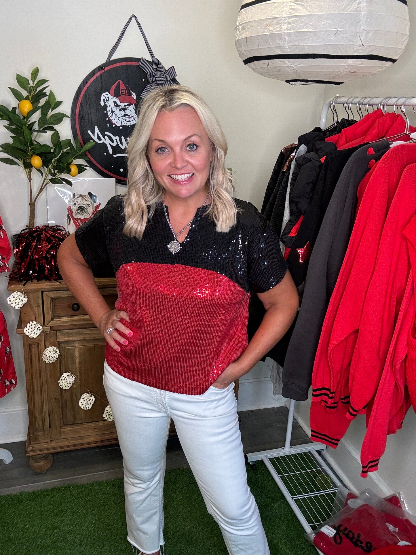 Sequin top black red cropped clearance price!