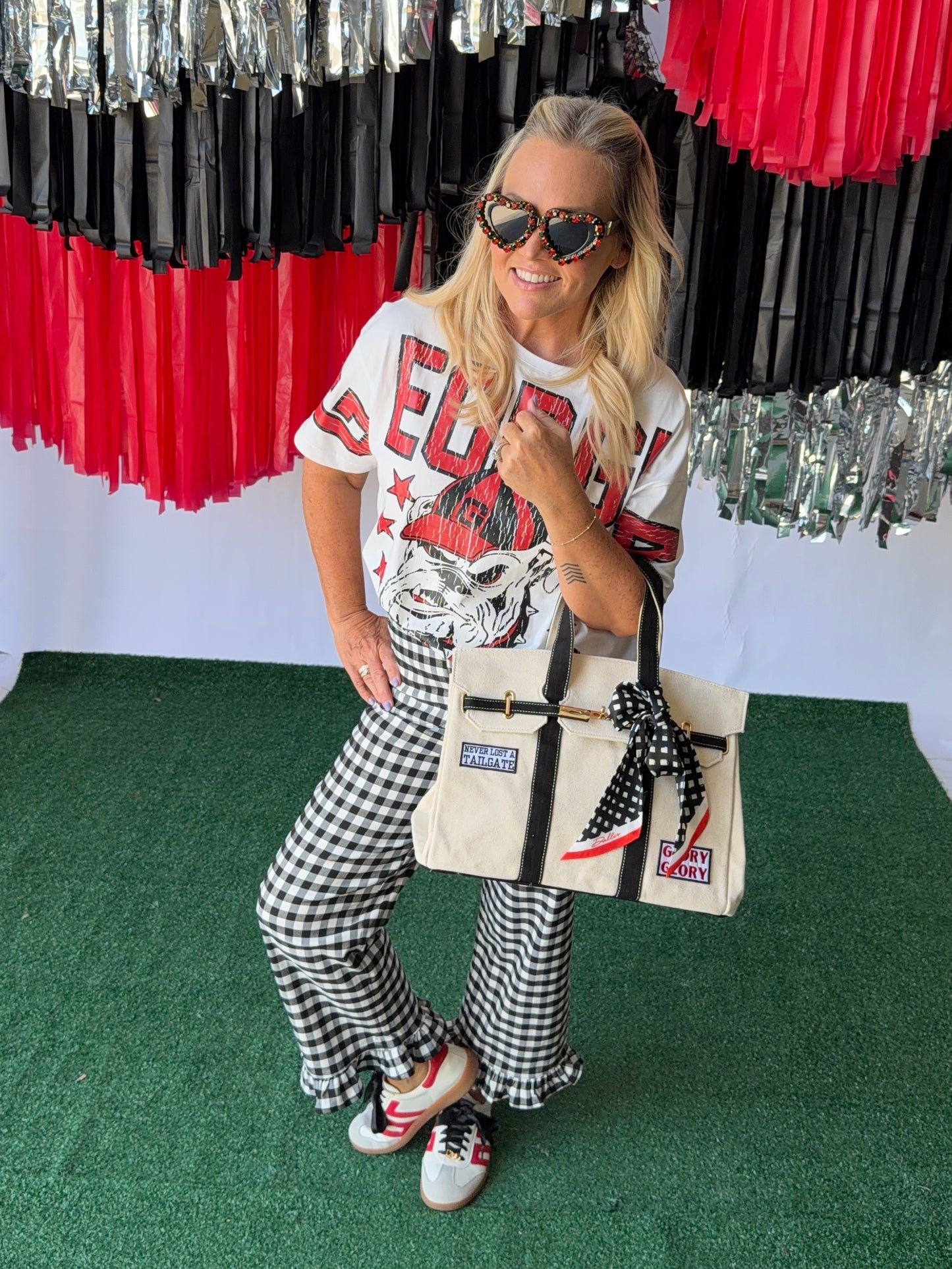 Game day luxury game day tote with patches and scarf exclusive