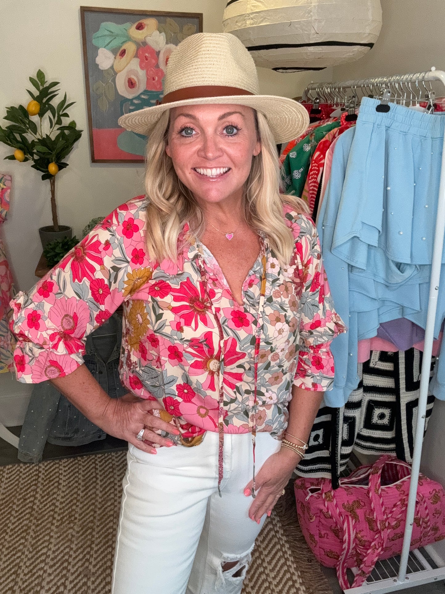 Spring summer blouse floral plus size too warehouse sale
