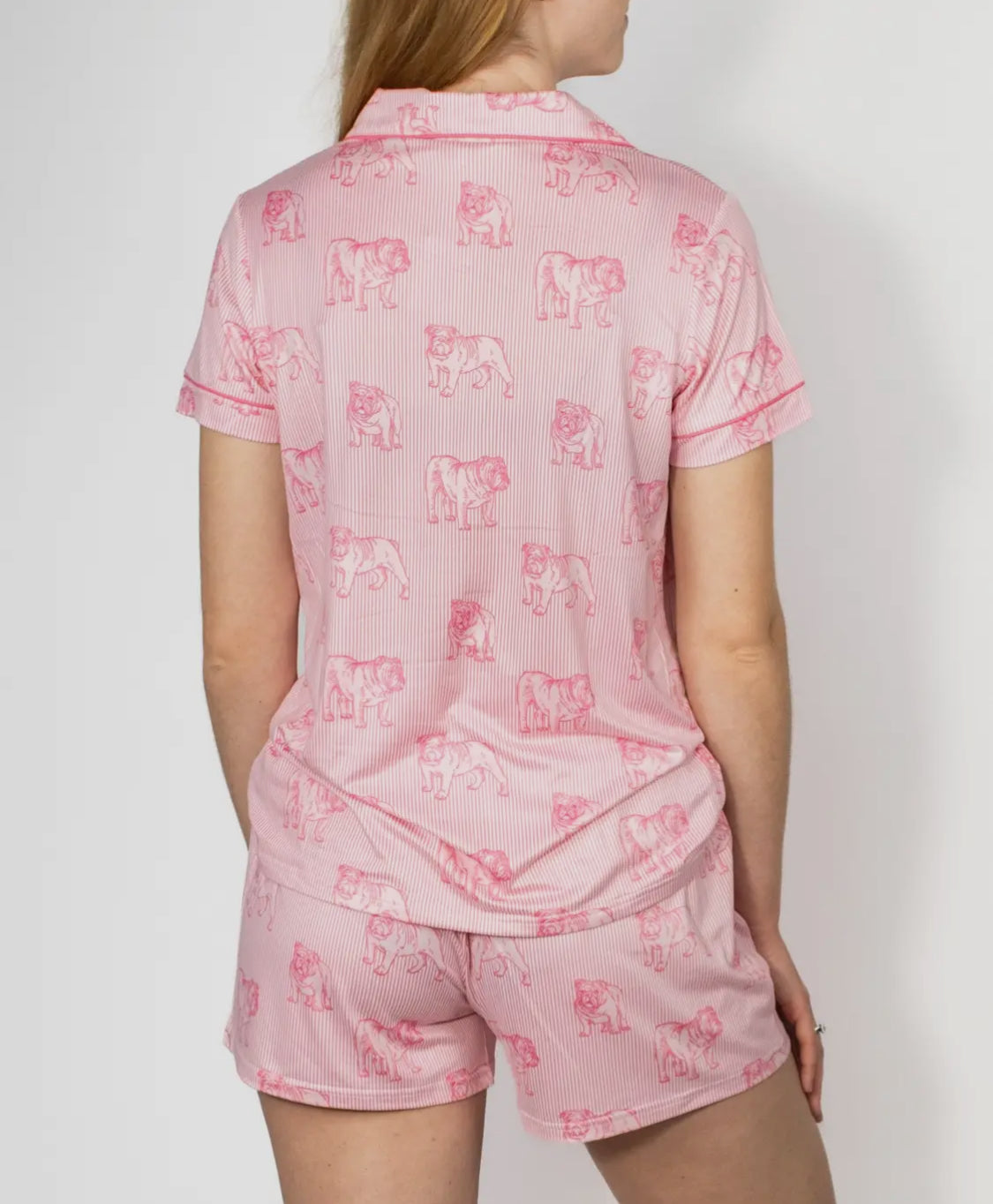 Pink bulldog pajamas top ladies
