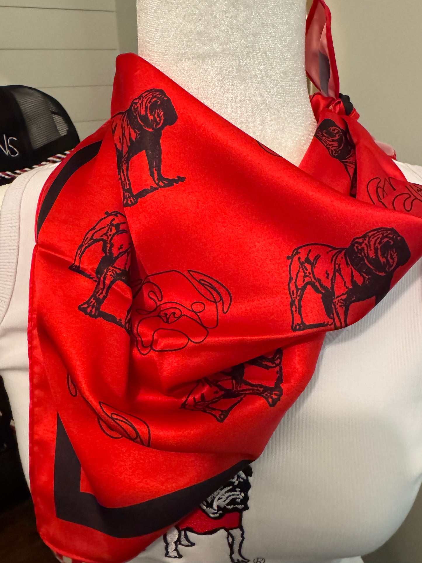 Silky game day scarf bulldogs red and black