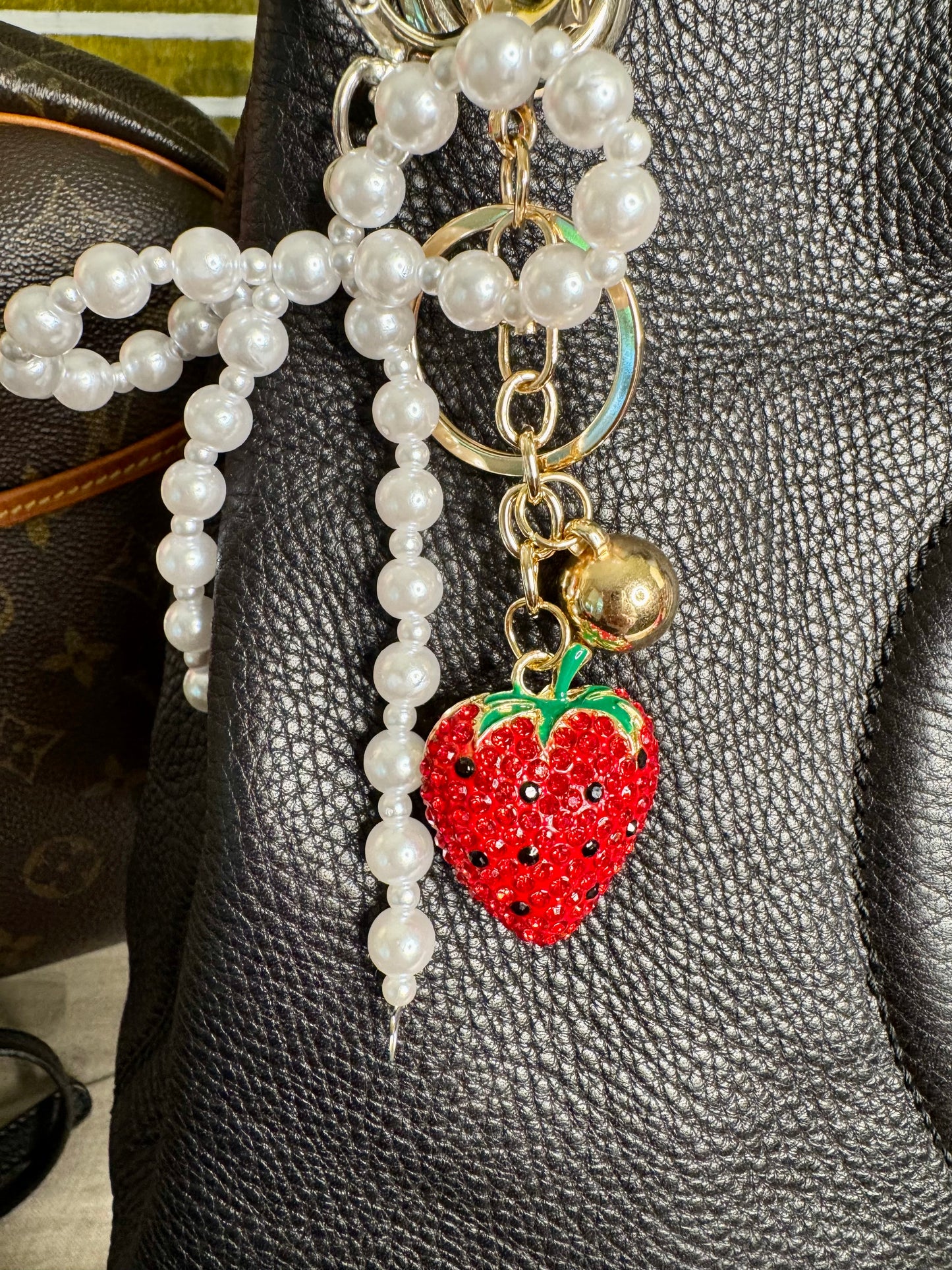 Strawberry purse charm key chain sparkly