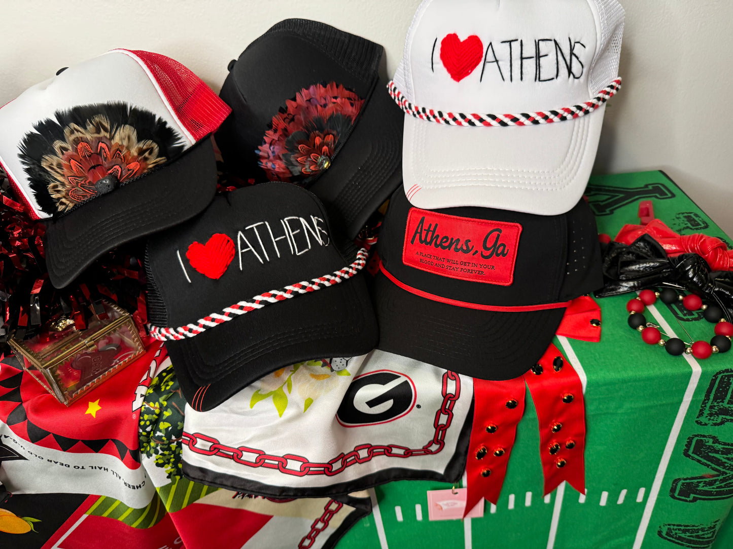 Athens embroidered hand stitched hat black marked down