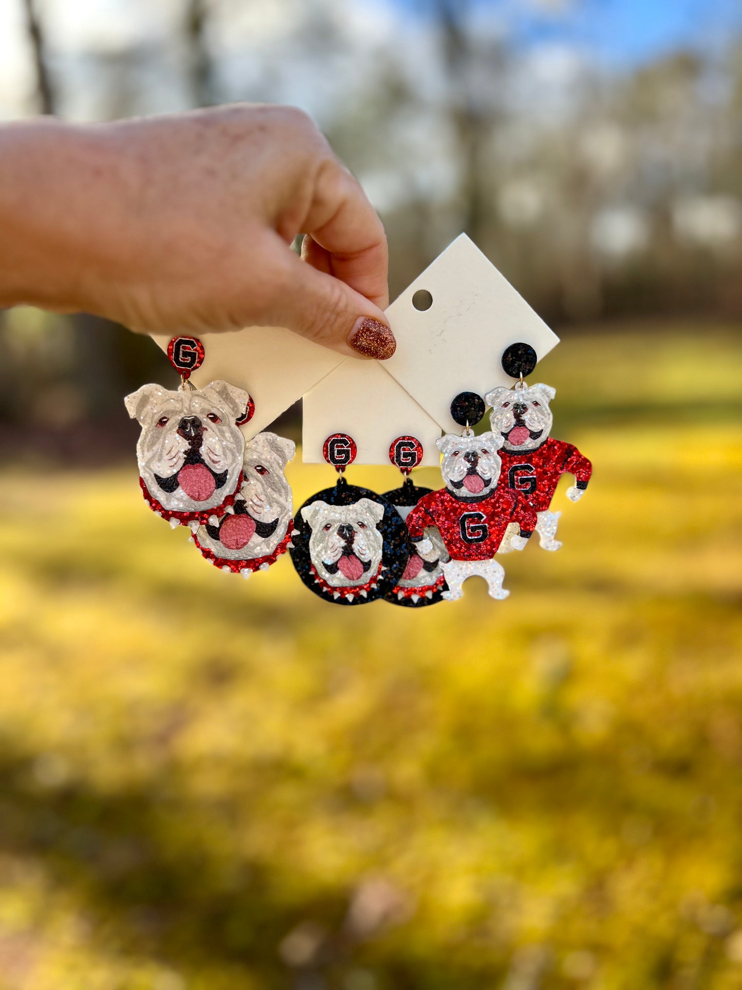 Dog earrings standing sparkly