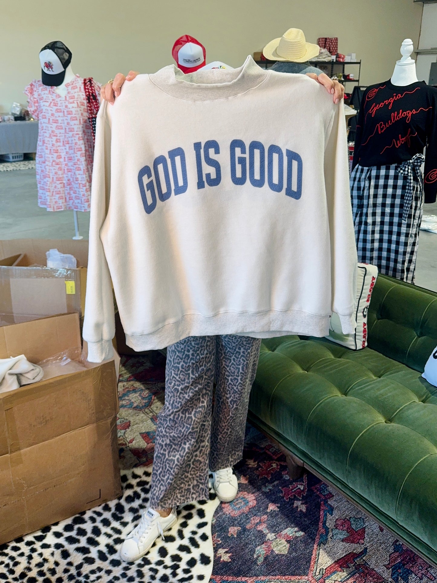 Ships now! reversible mock neck “Jesus” and “God is Good”