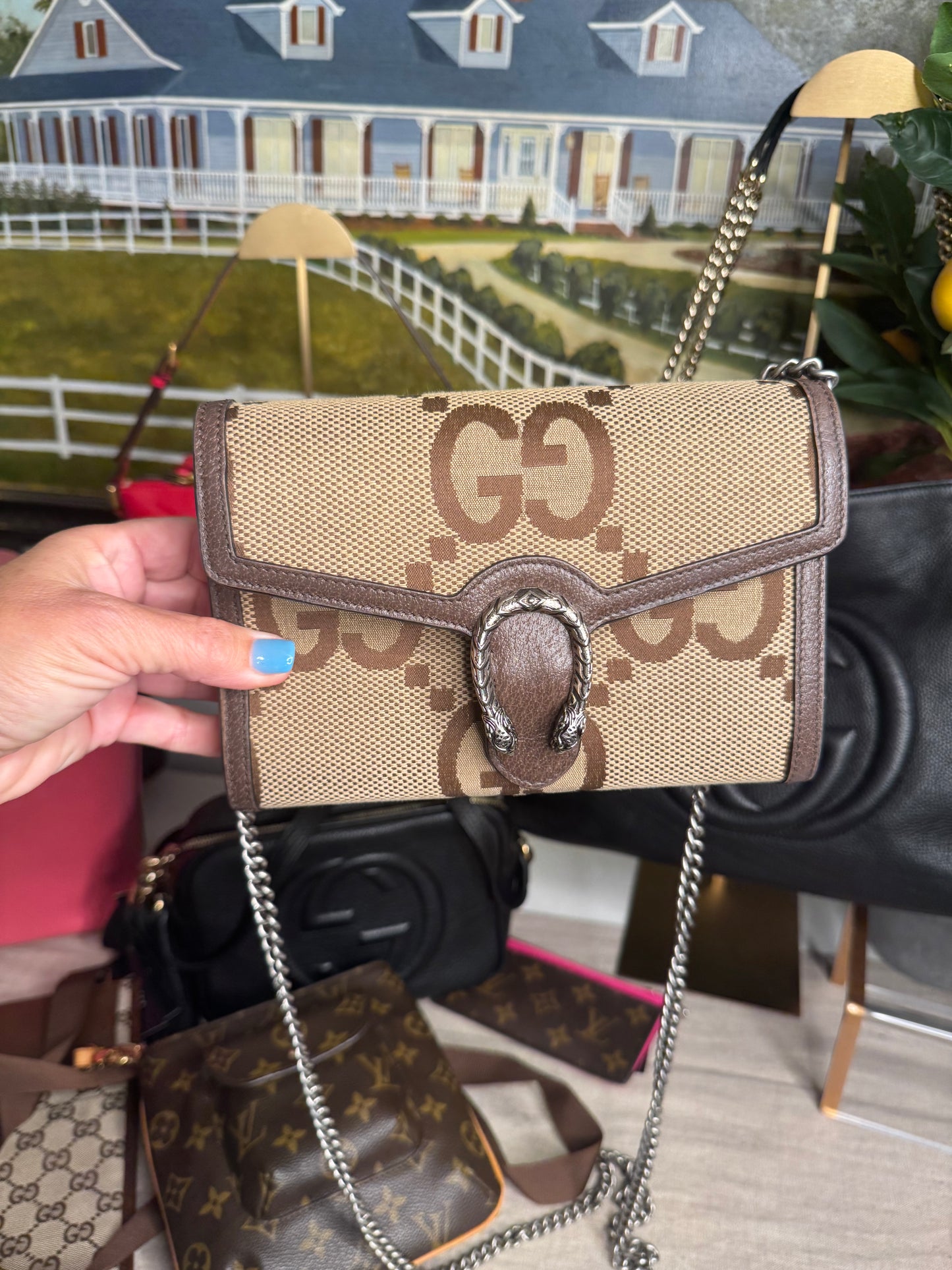 pre loved Gucci Canvas Gucci Love Parade Crossbody Bag Brown Canvas 401231