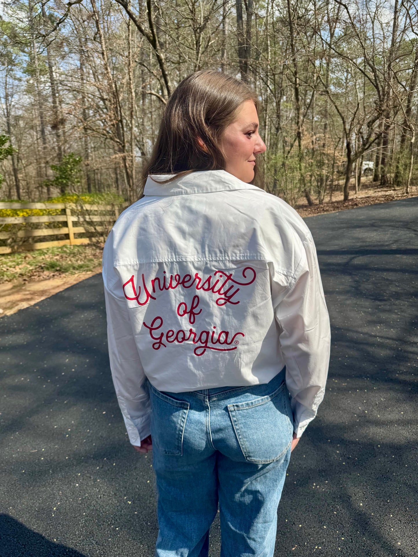 White licensed university of Georgia button up Shirt majorly marked down!