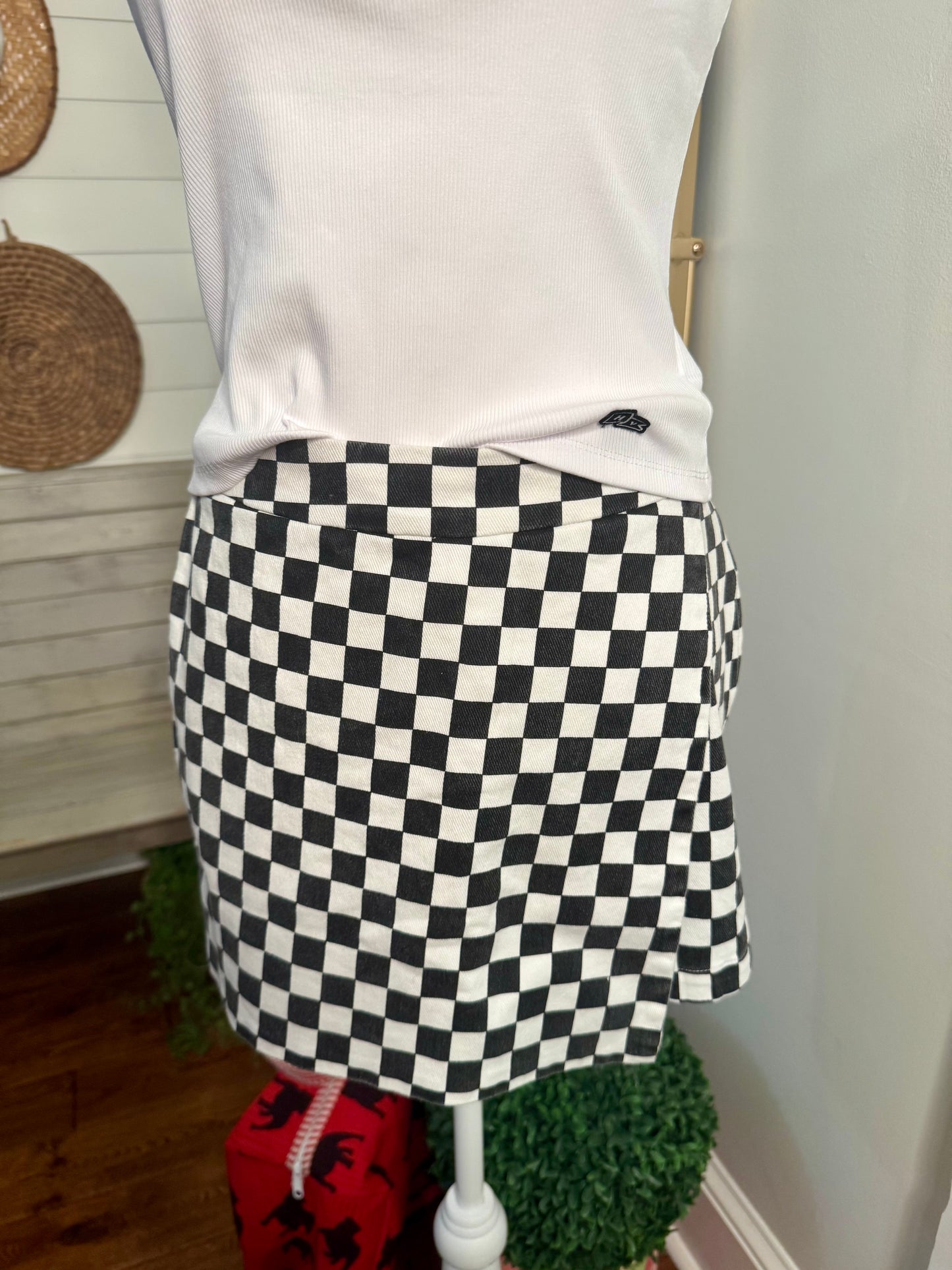 Black and white checkered skort game day