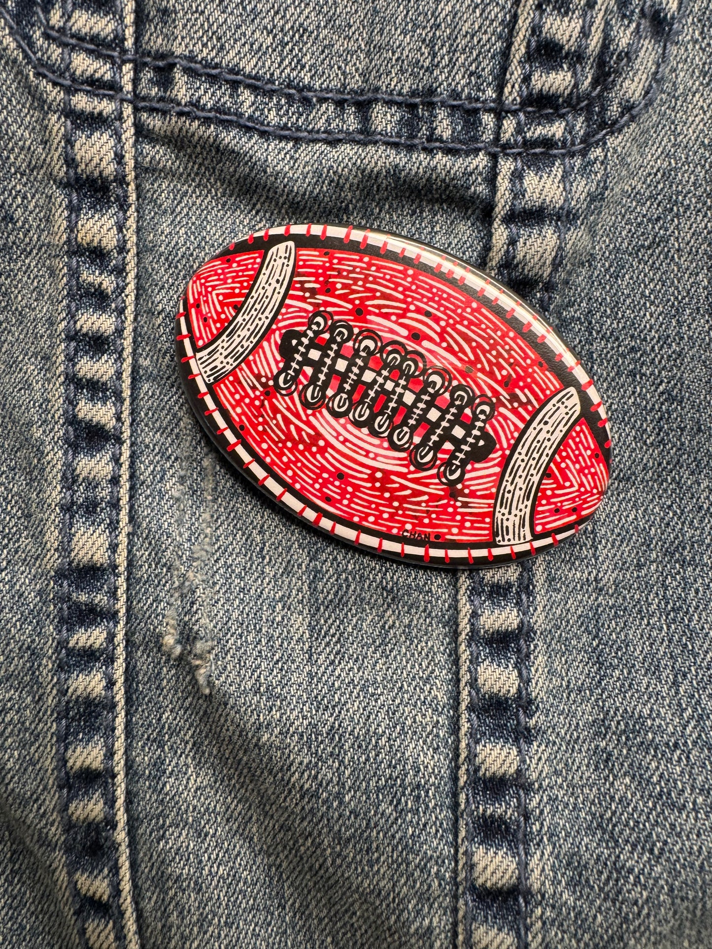 Chan art button red and black football 🏈