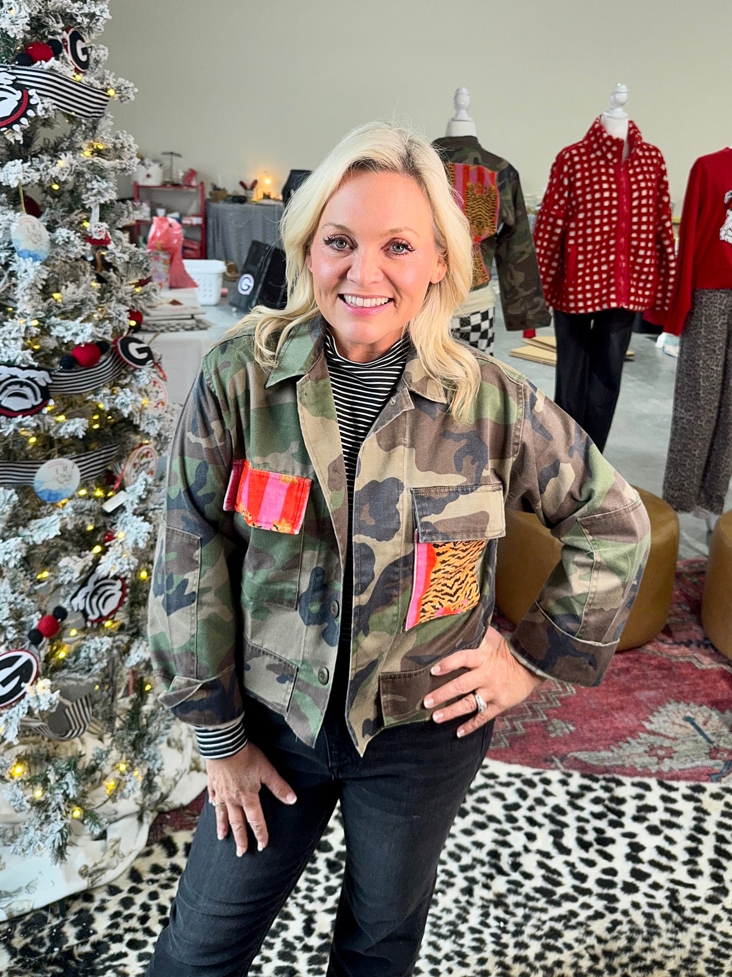 Camo jacket tiger velvet fabric patches