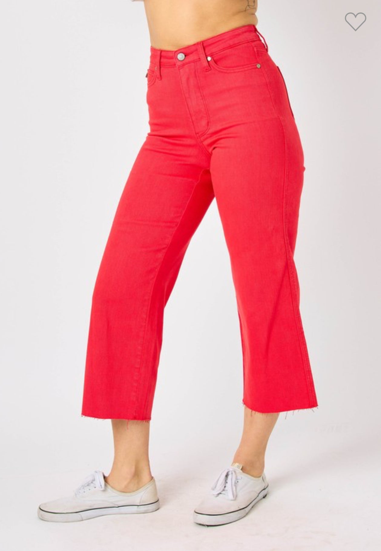Judy blue red cropped tummy control jeans wide leg high waist up size 24W