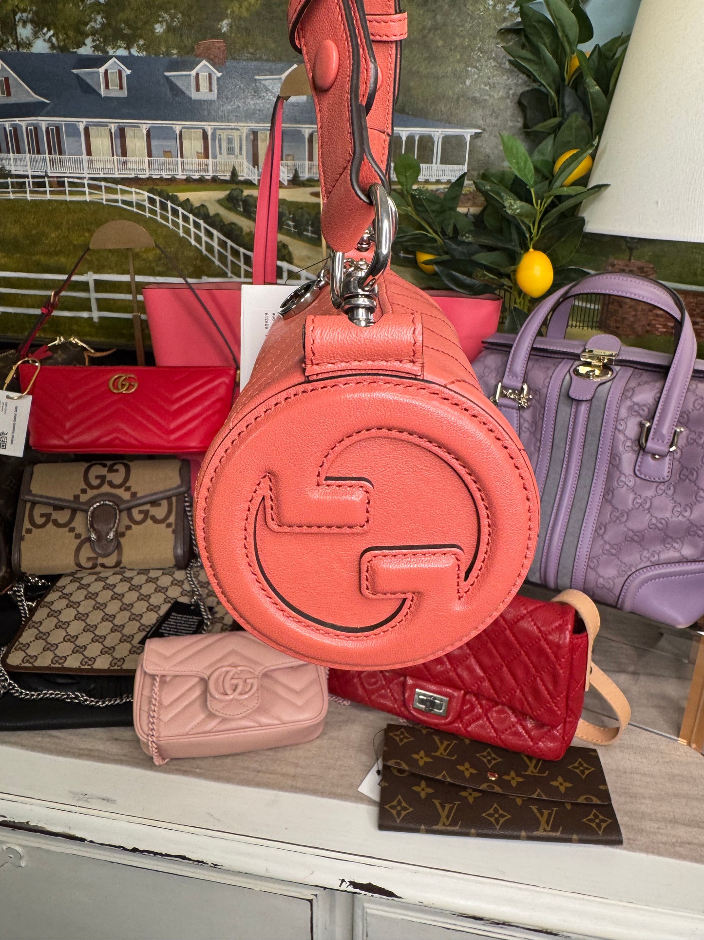 Gucci Blondi one shoulder pink bag with dust bag pre loved