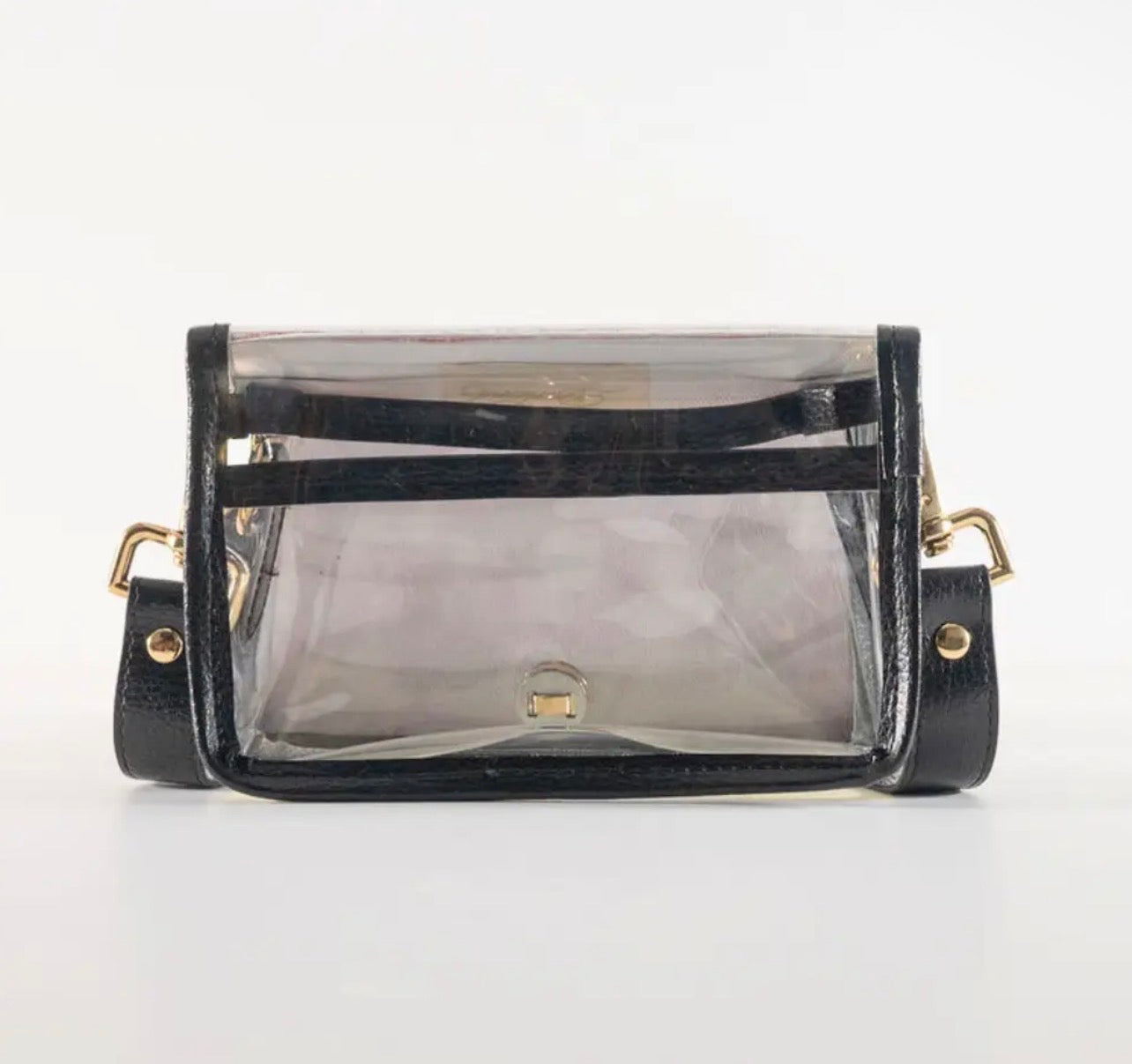 Buffalo check Petitie clear purse with bulldog