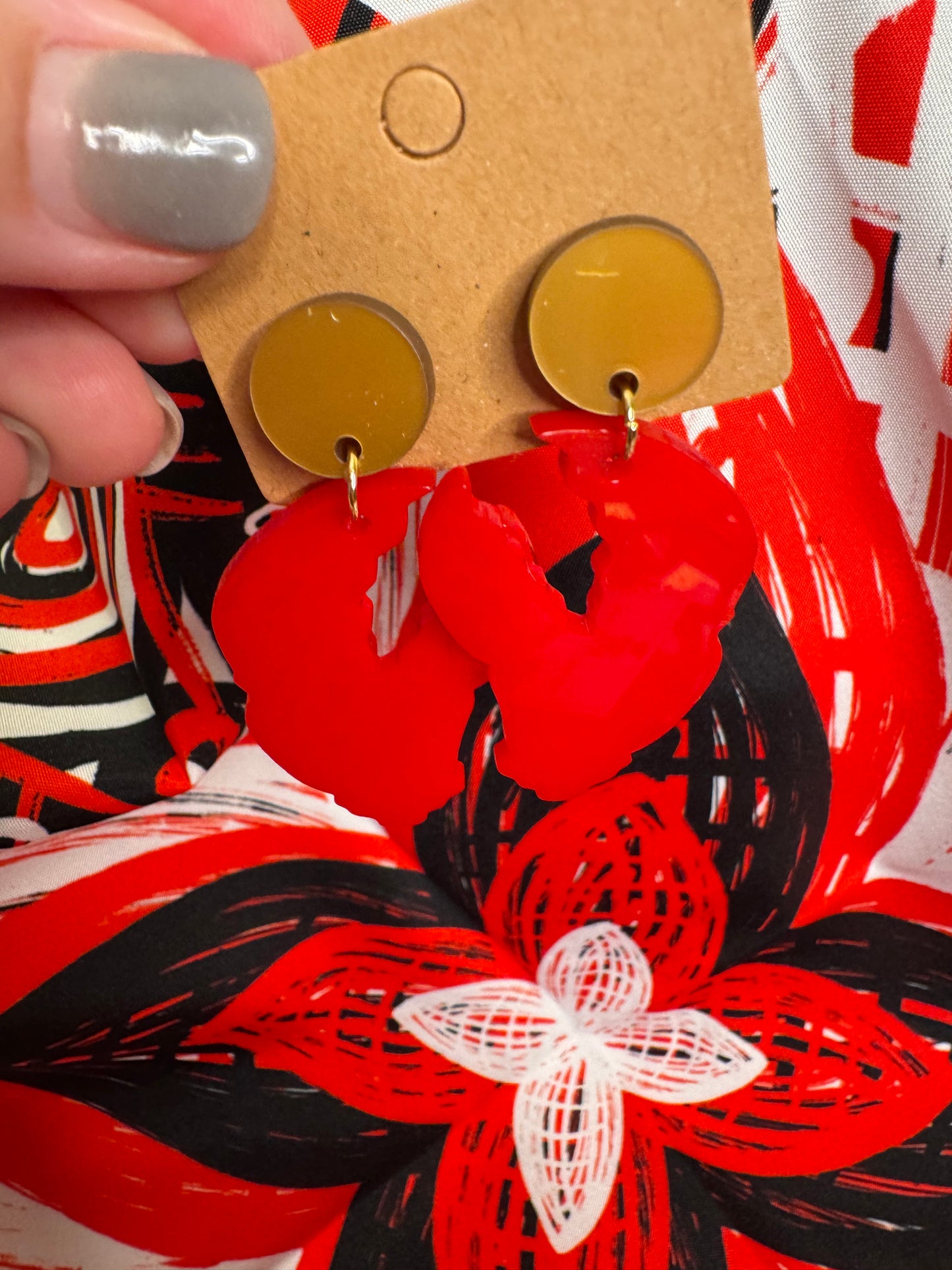 Claws up lobster earrings acrylic
