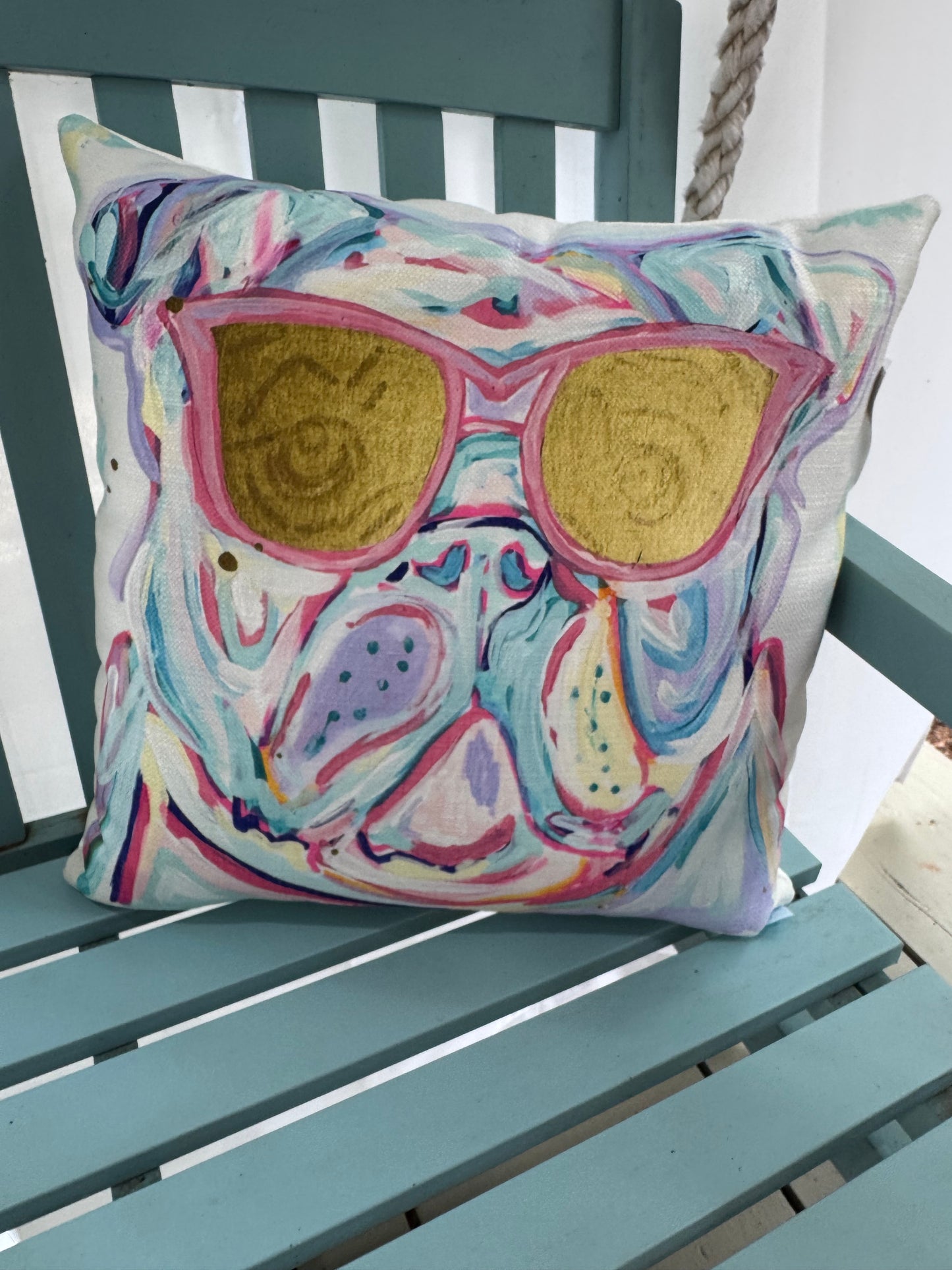 18x18 inch watercolor bulldog pillow