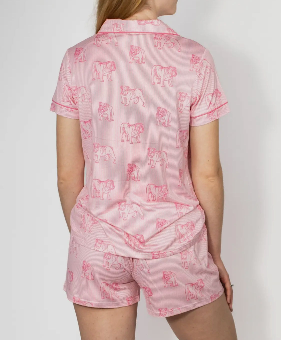 Pink bulldog pajama shorts ladies
