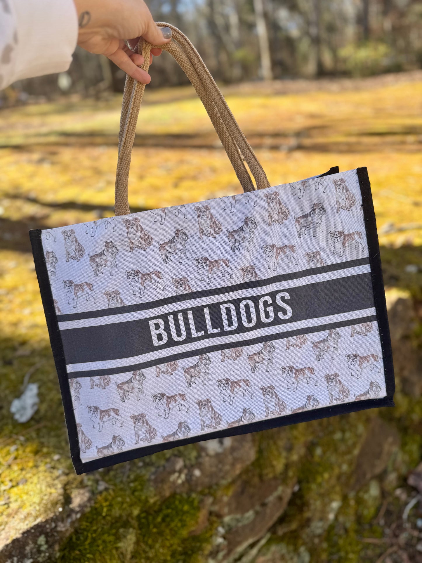 tote bag bulldogs jute