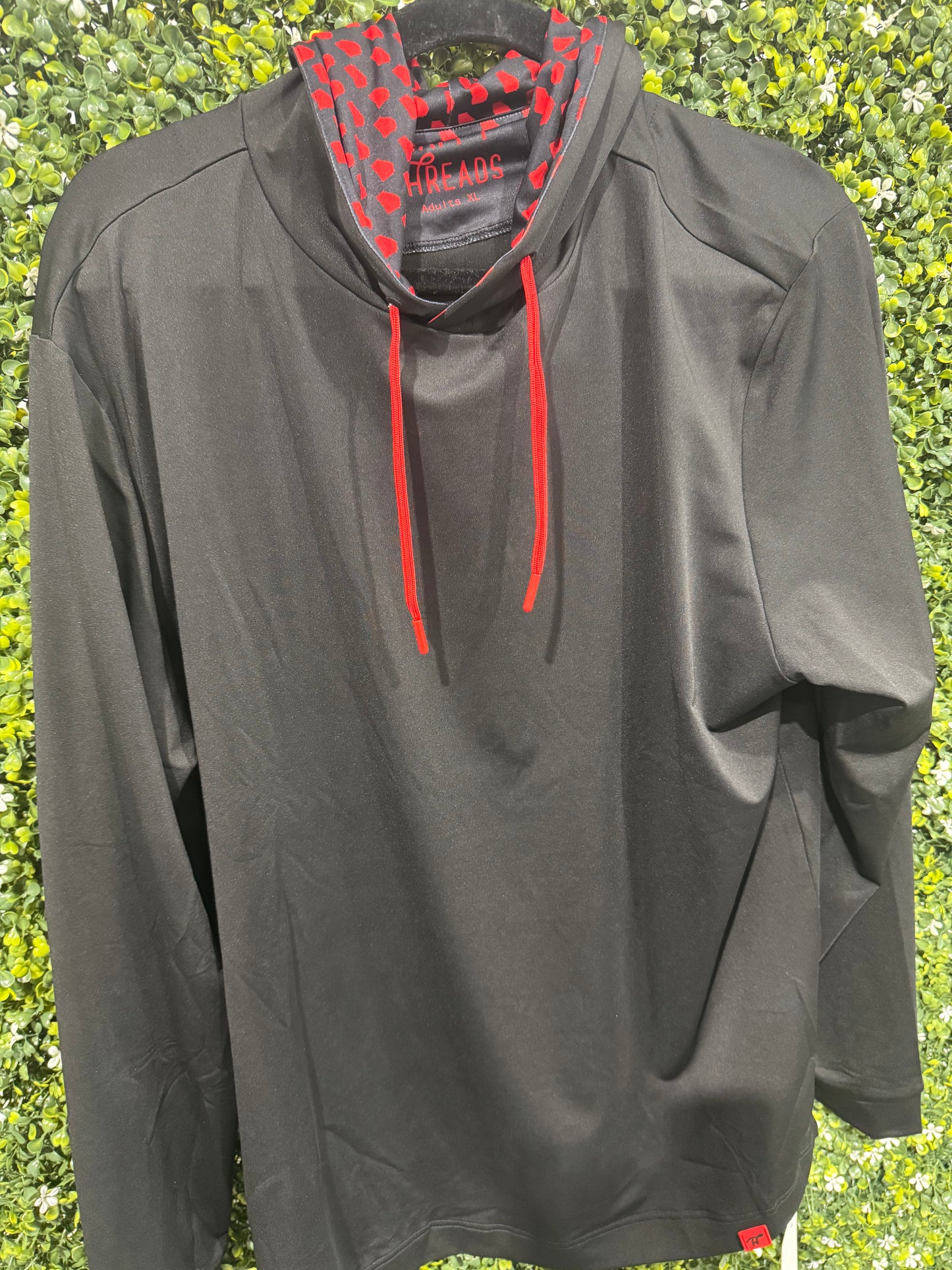 Men’s wear Athens red and black performance hoodie