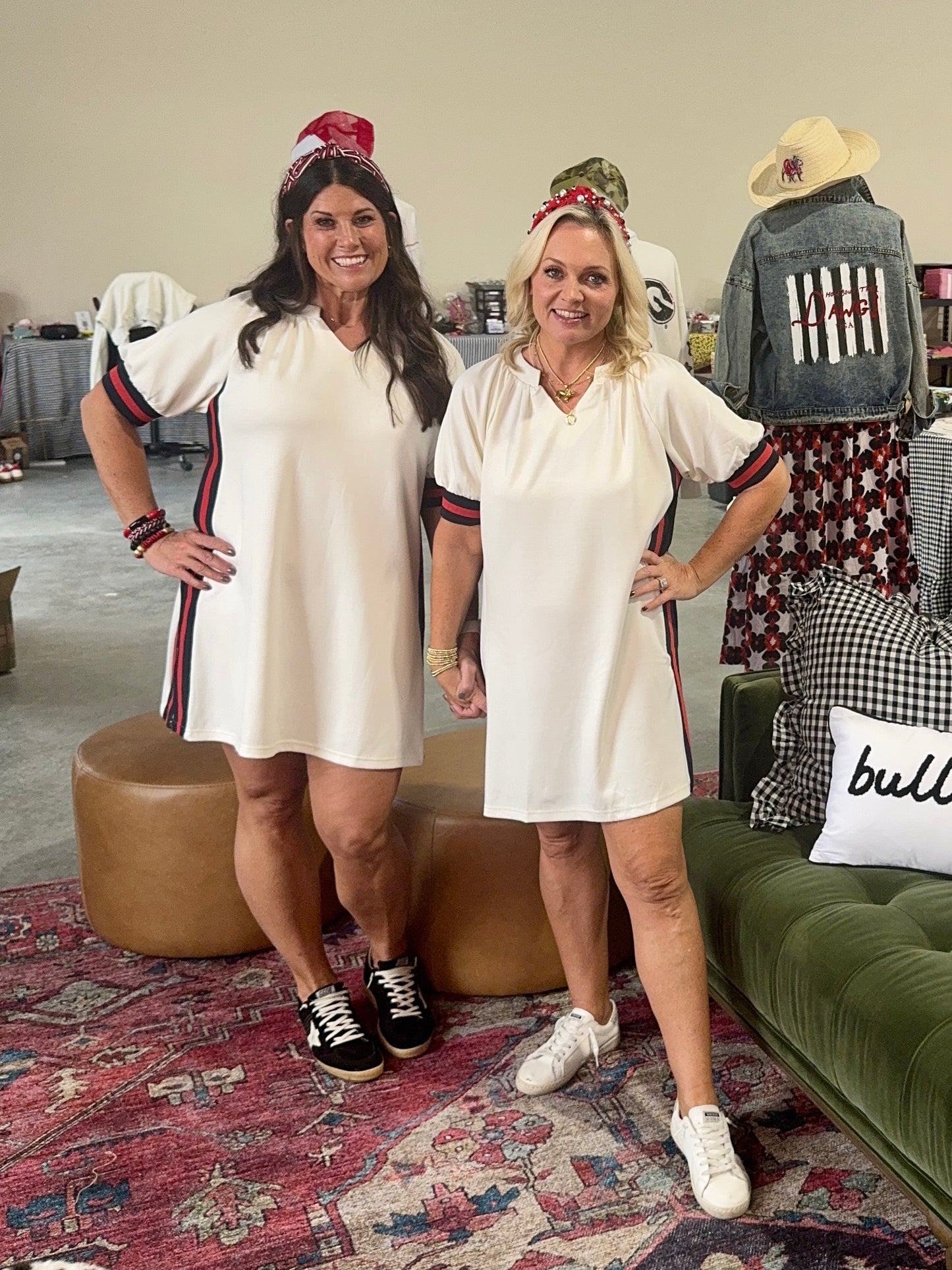 New cream knit dress with stripes