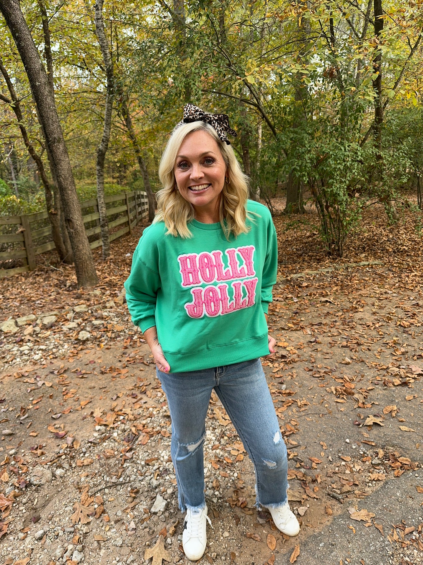 Boutique Christmas sweatshirt Holly Jolly oversized marked down