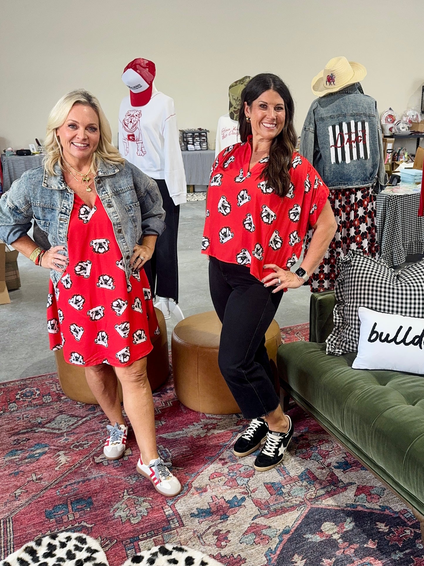 Dress flowy black and red bulldogs