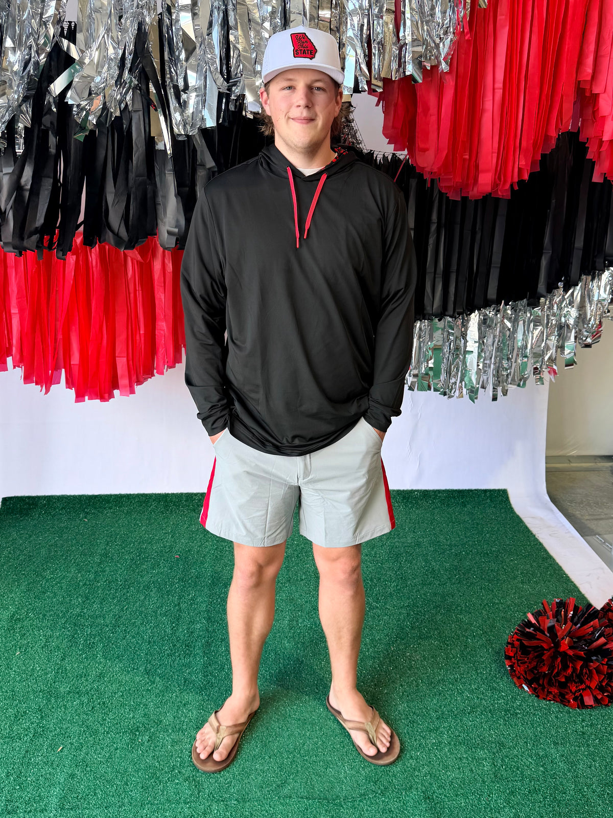 Men’s wear Athens red and black performance hoodie