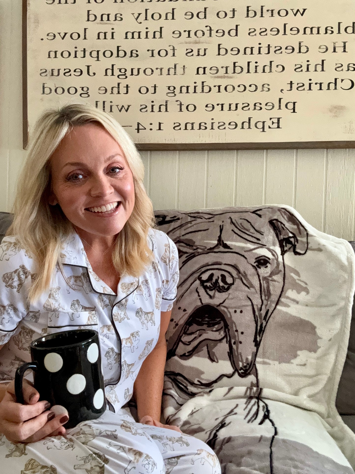 Bulldog button up pajama top up to size XXL!
