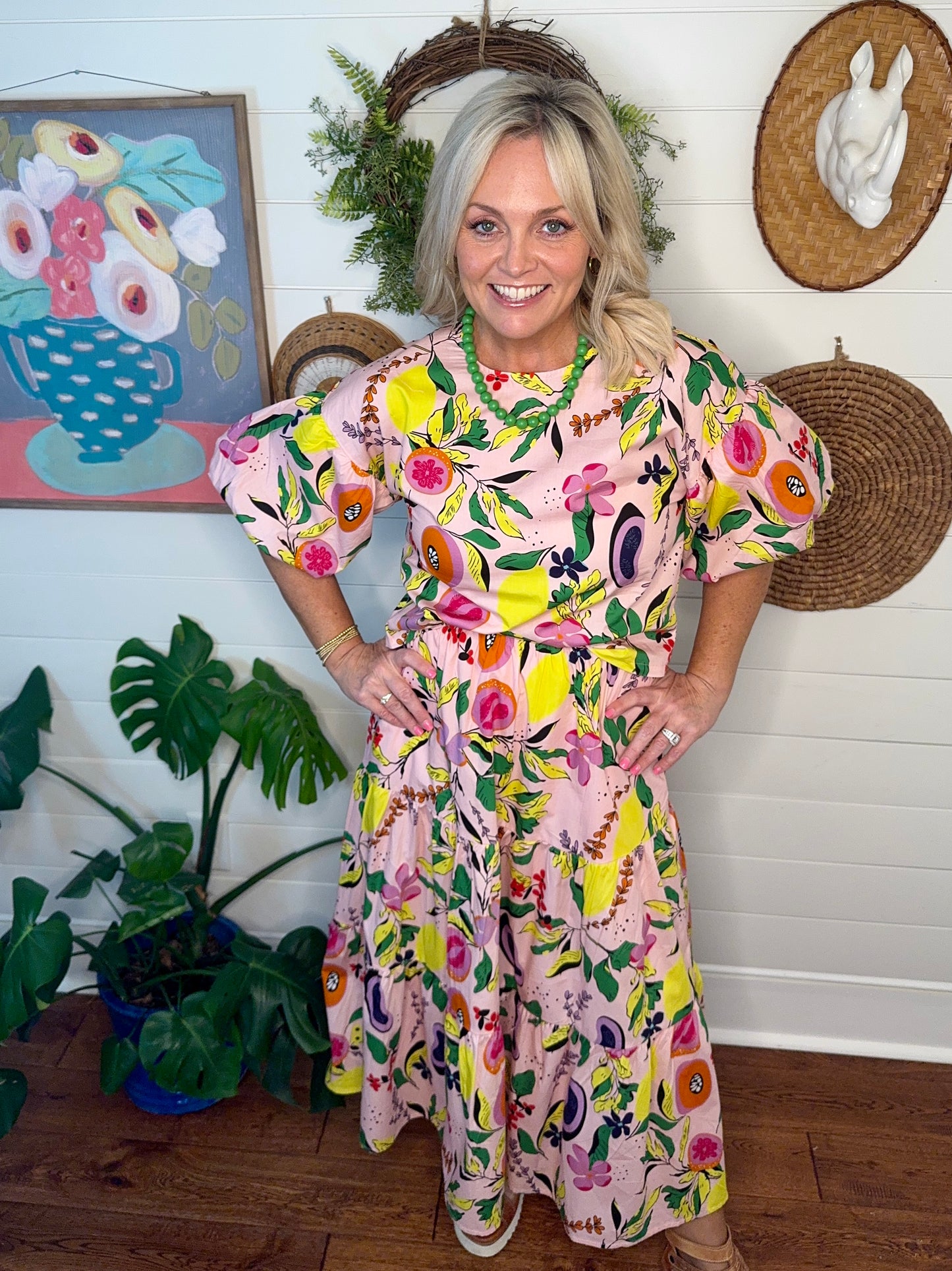long skirt with pockets spring summer fruit marked down