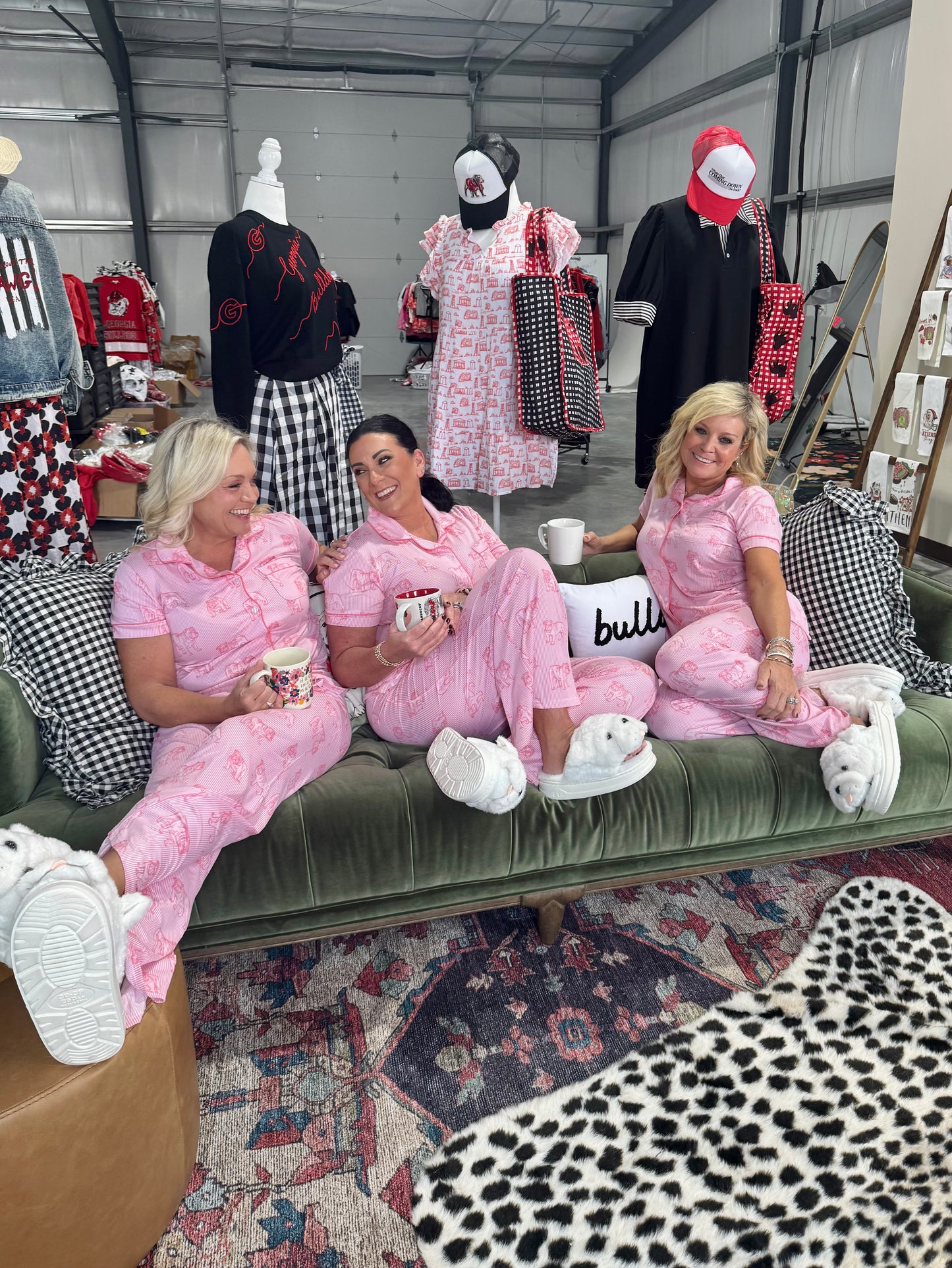 Pink bulldog pajamas top ladies