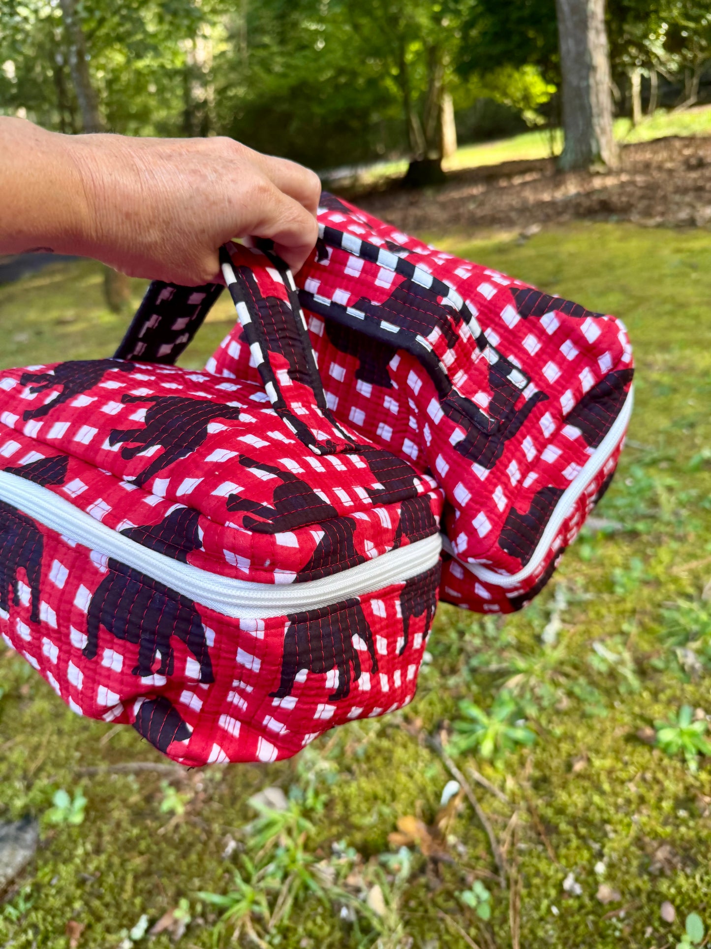 Bulldog fabric Exclusive collection large cosmetic bag with handle