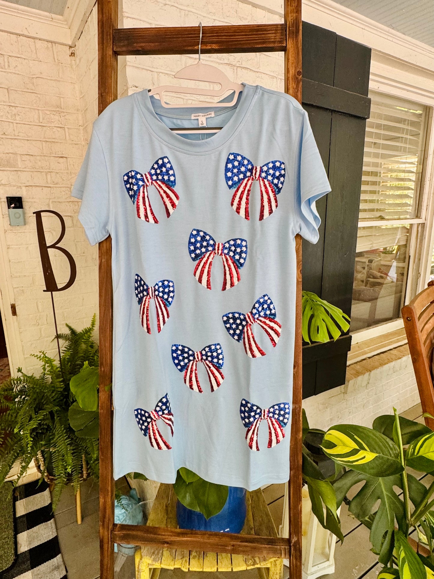 Summer American flag bow dress sequin marked down
