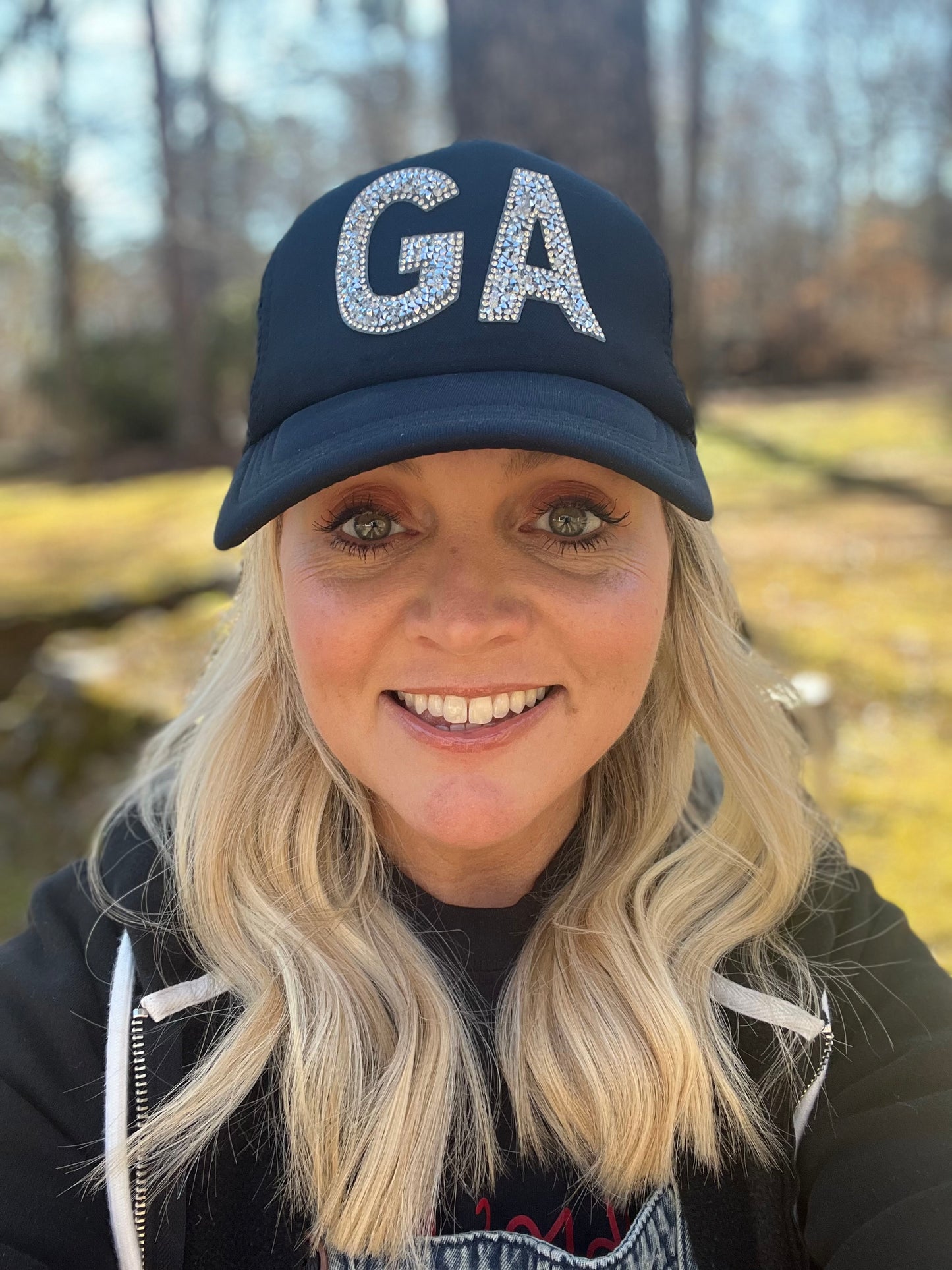 Rhinestone GA trucker hat black