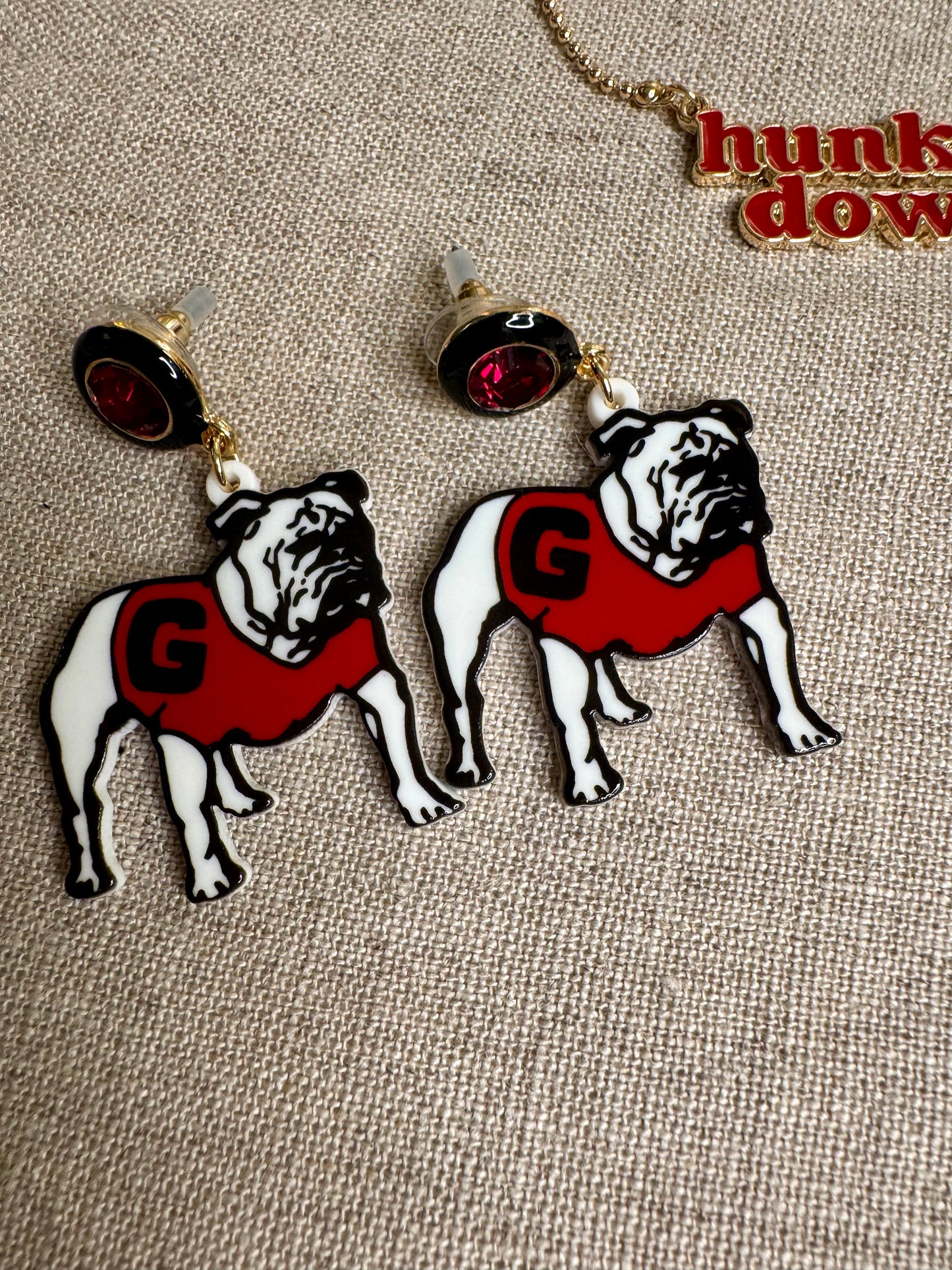 Georgia hairy dawg resin mascot earrings licensed