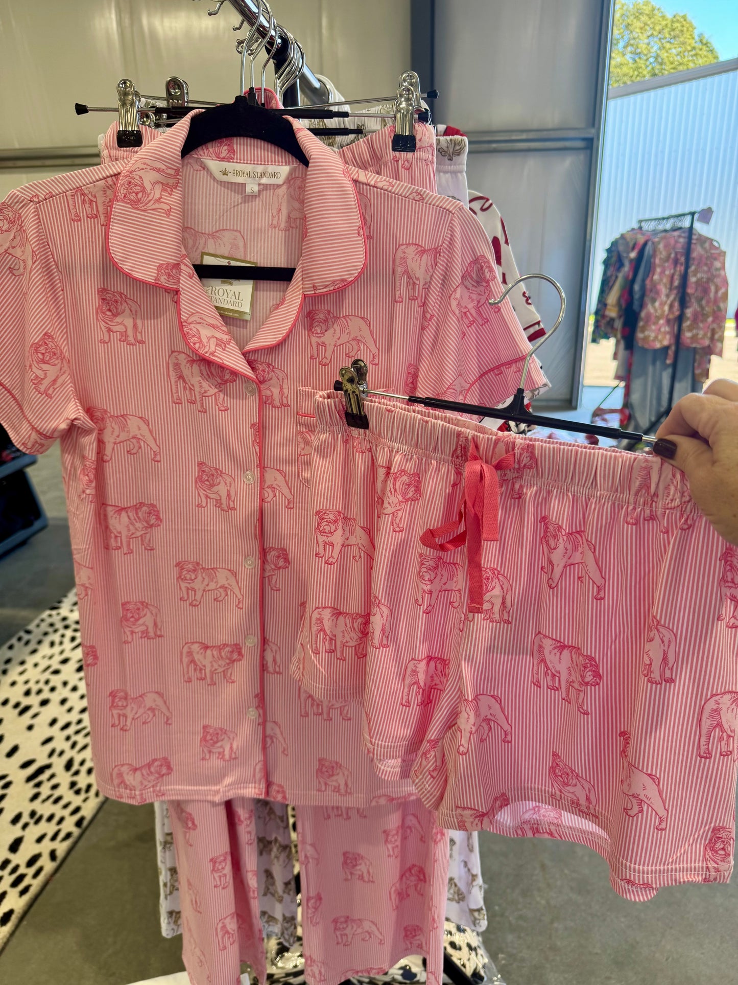 Pink bulldog pajama shorts ladies