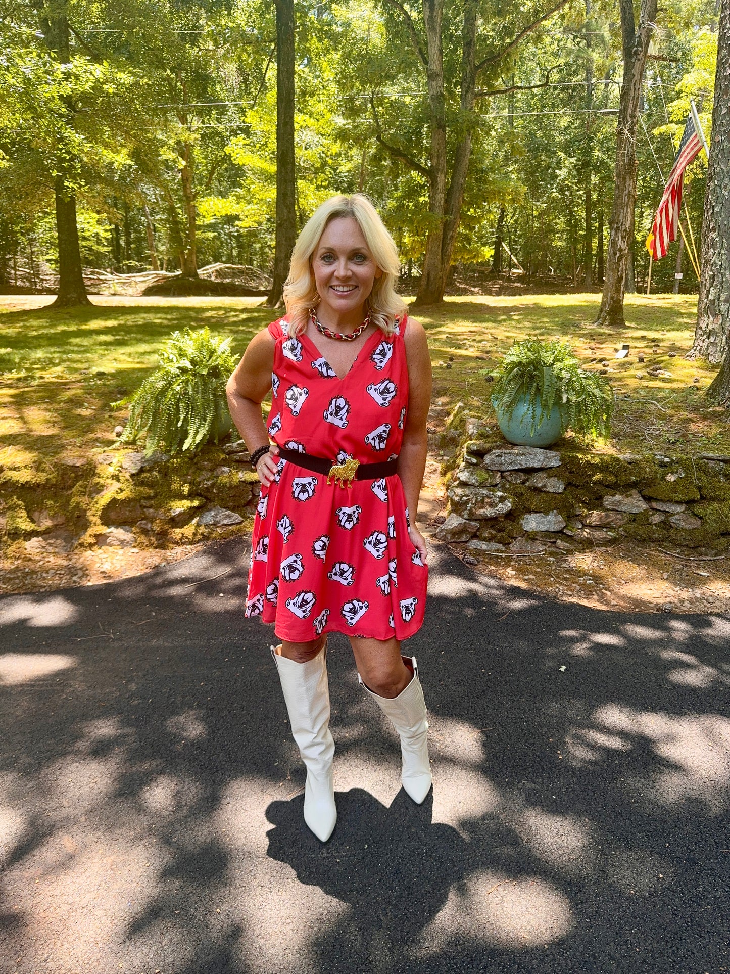 Dress flowy black and red bulldogs