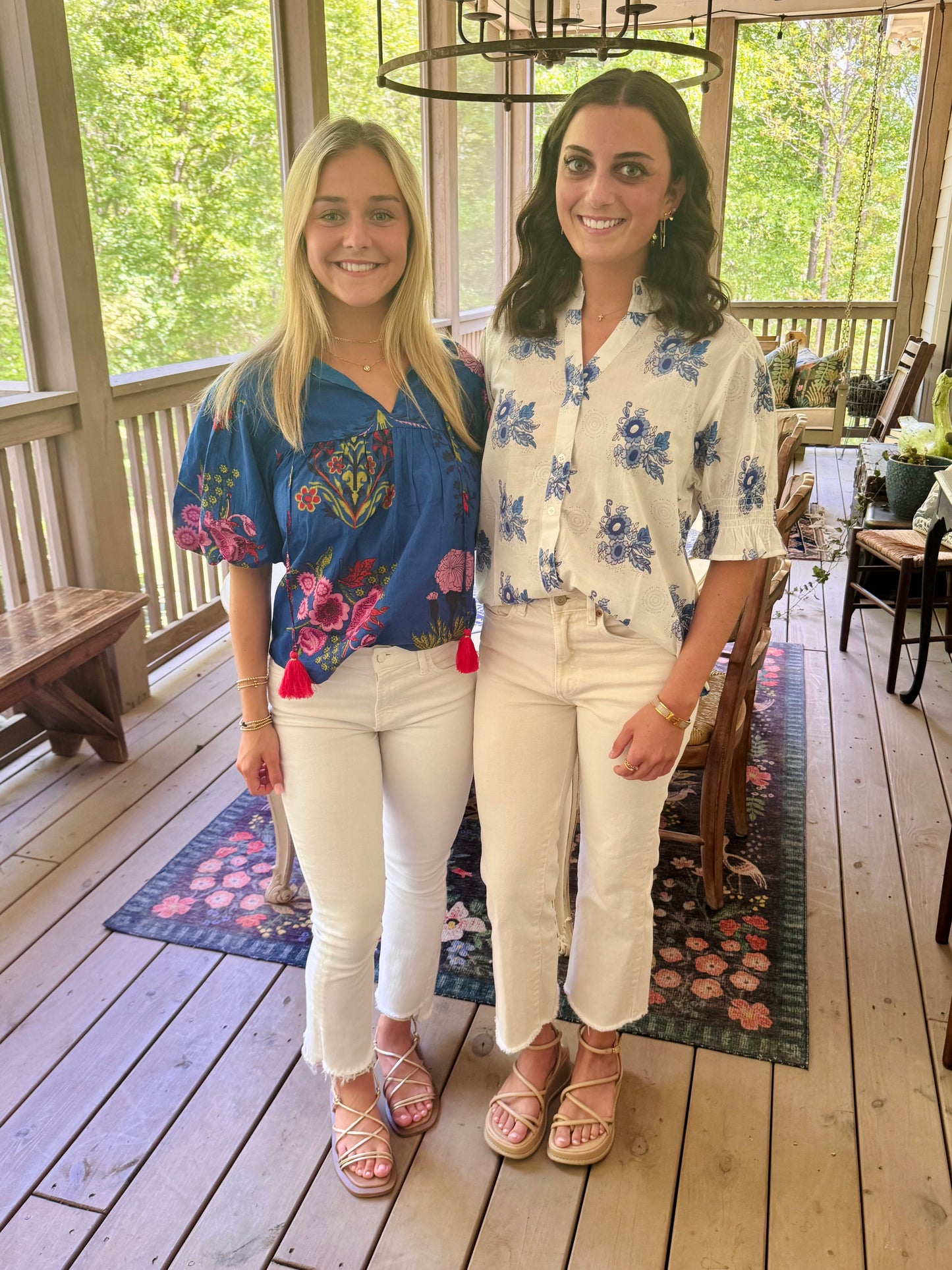 Navy summer blouse floral THML warehouse clearance sale