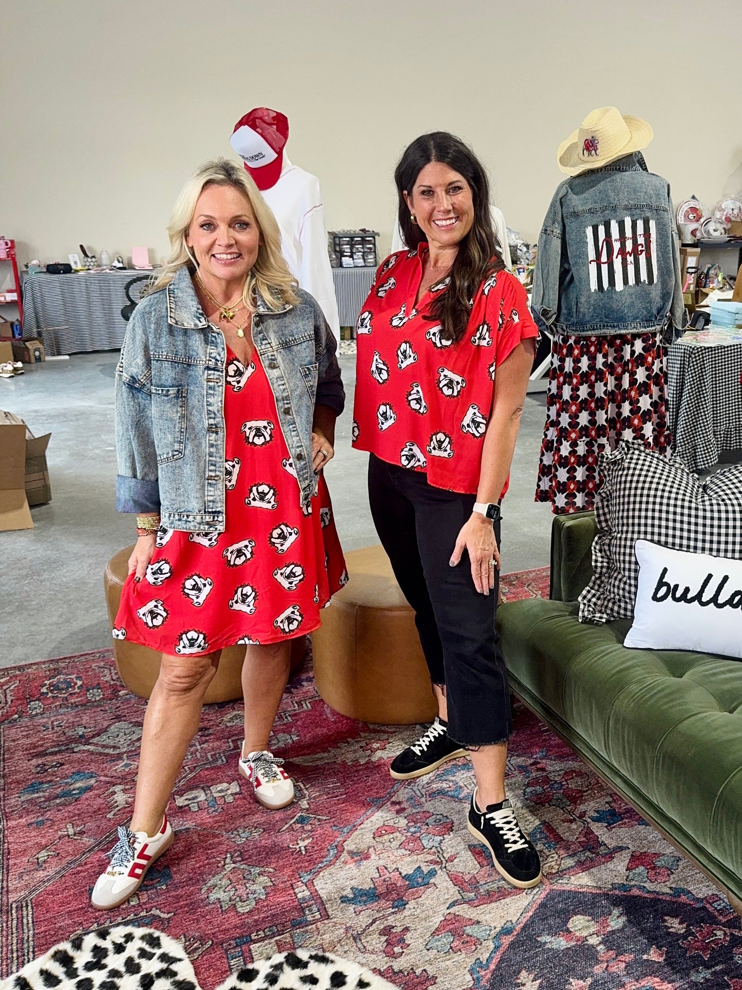 Dress flowy black and red bulldogs