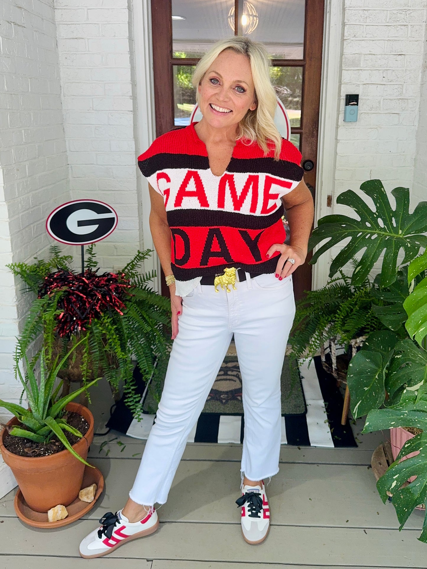 Game day knit top black