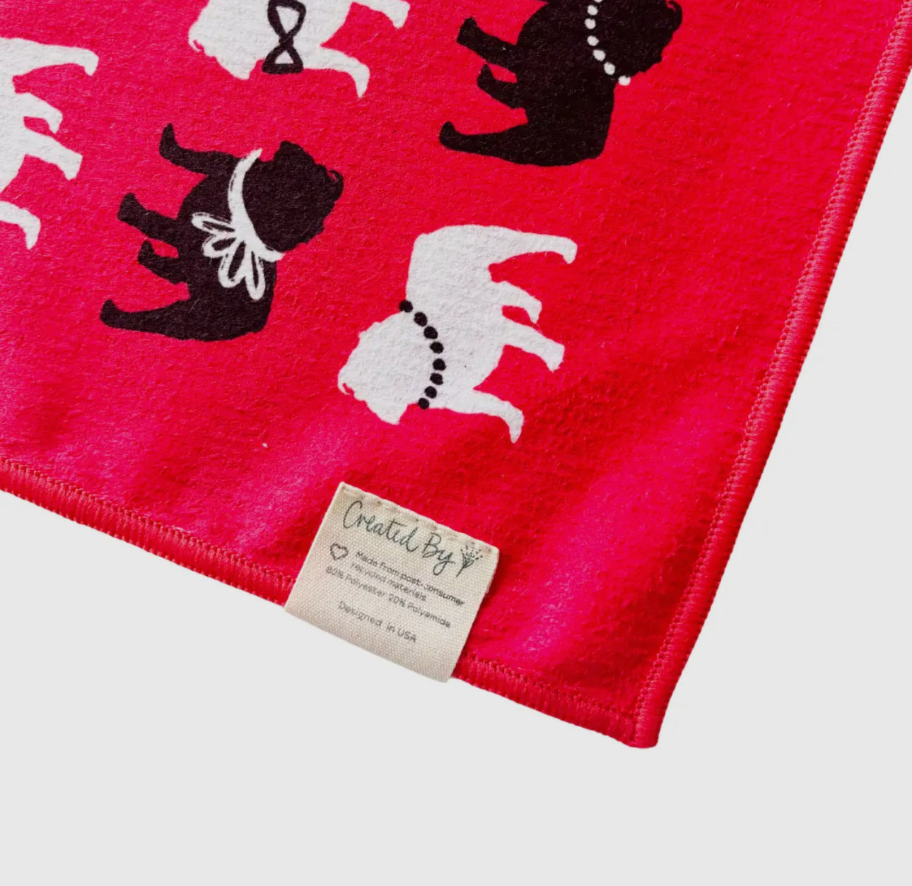 Bulldog tea towel double sided