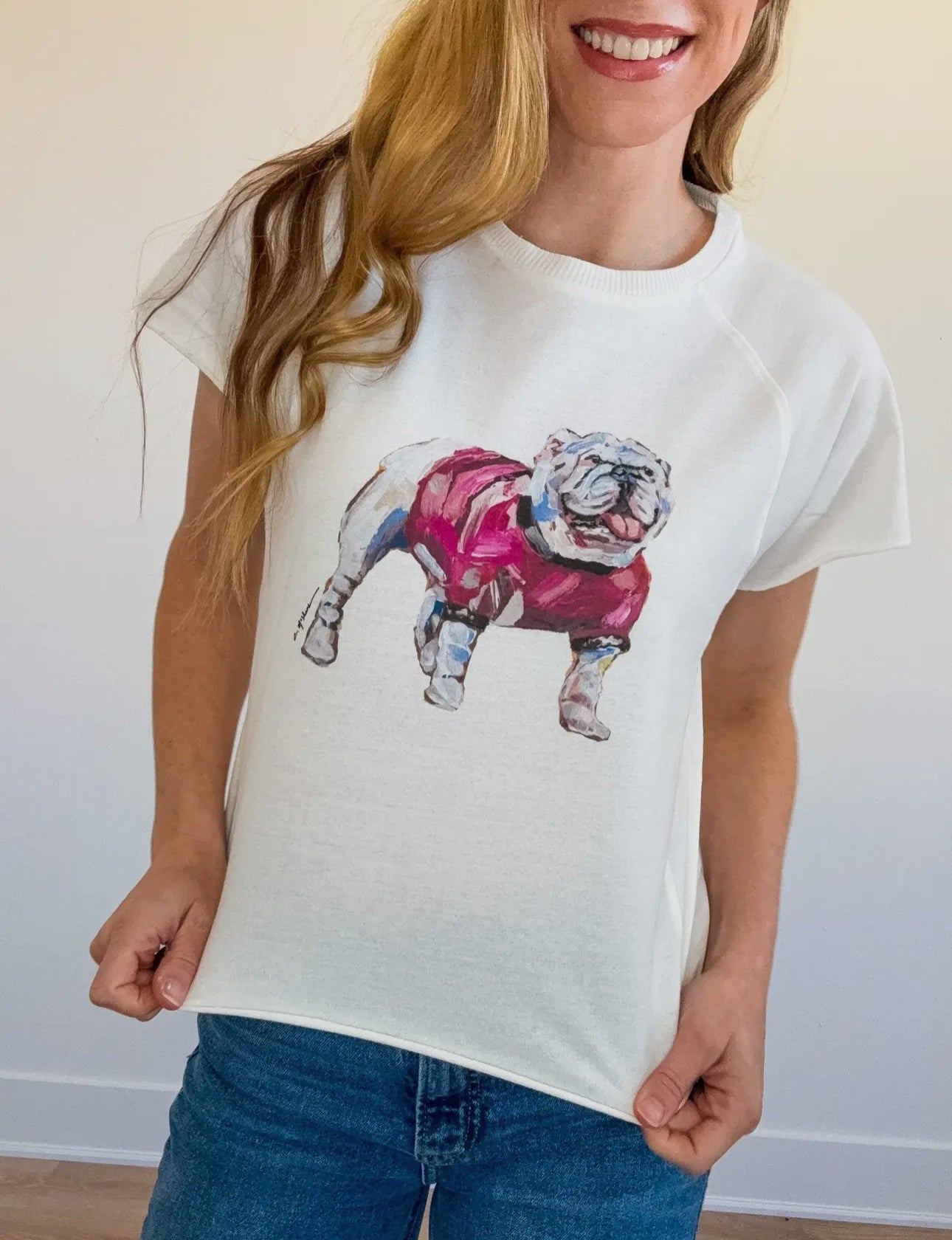 T shirt with bulldog by artist Chelsea McShane ( S-XXL) RESTOCKED!!!!!!!