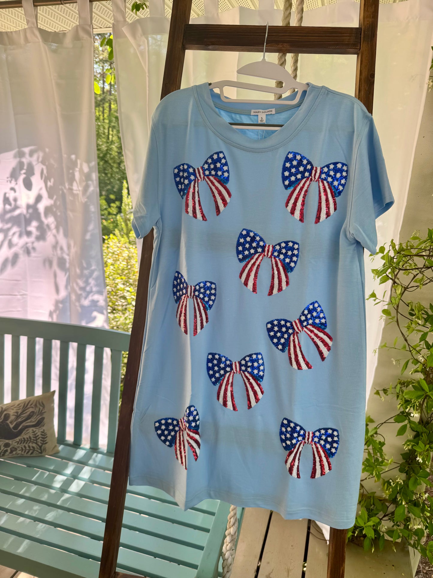 Summer American flag bow dress sequin marked down