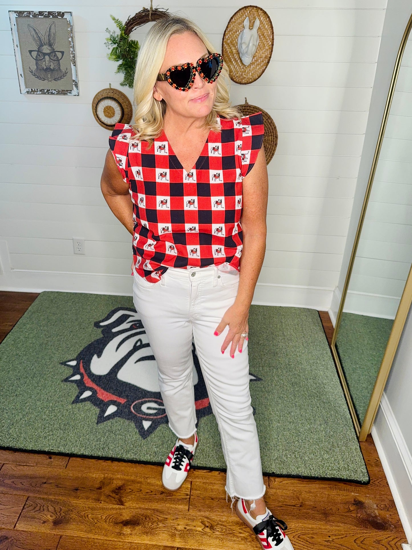 Heart red and black rhinestone sunglasses