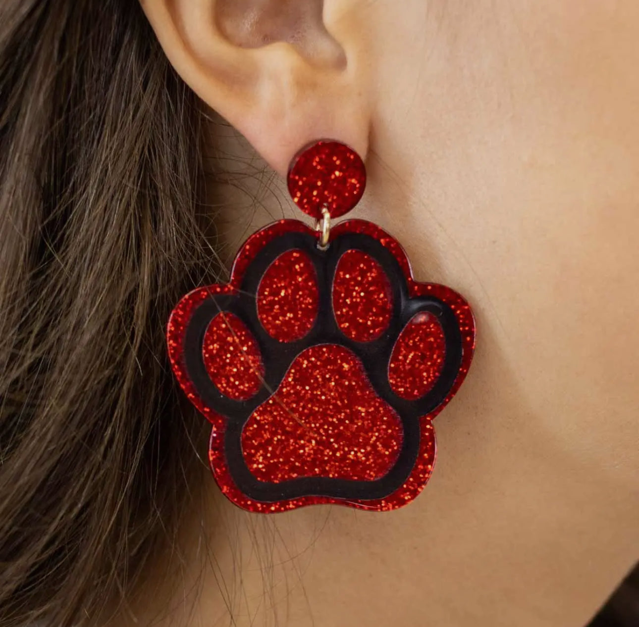 Paw print earrings acetate 2”