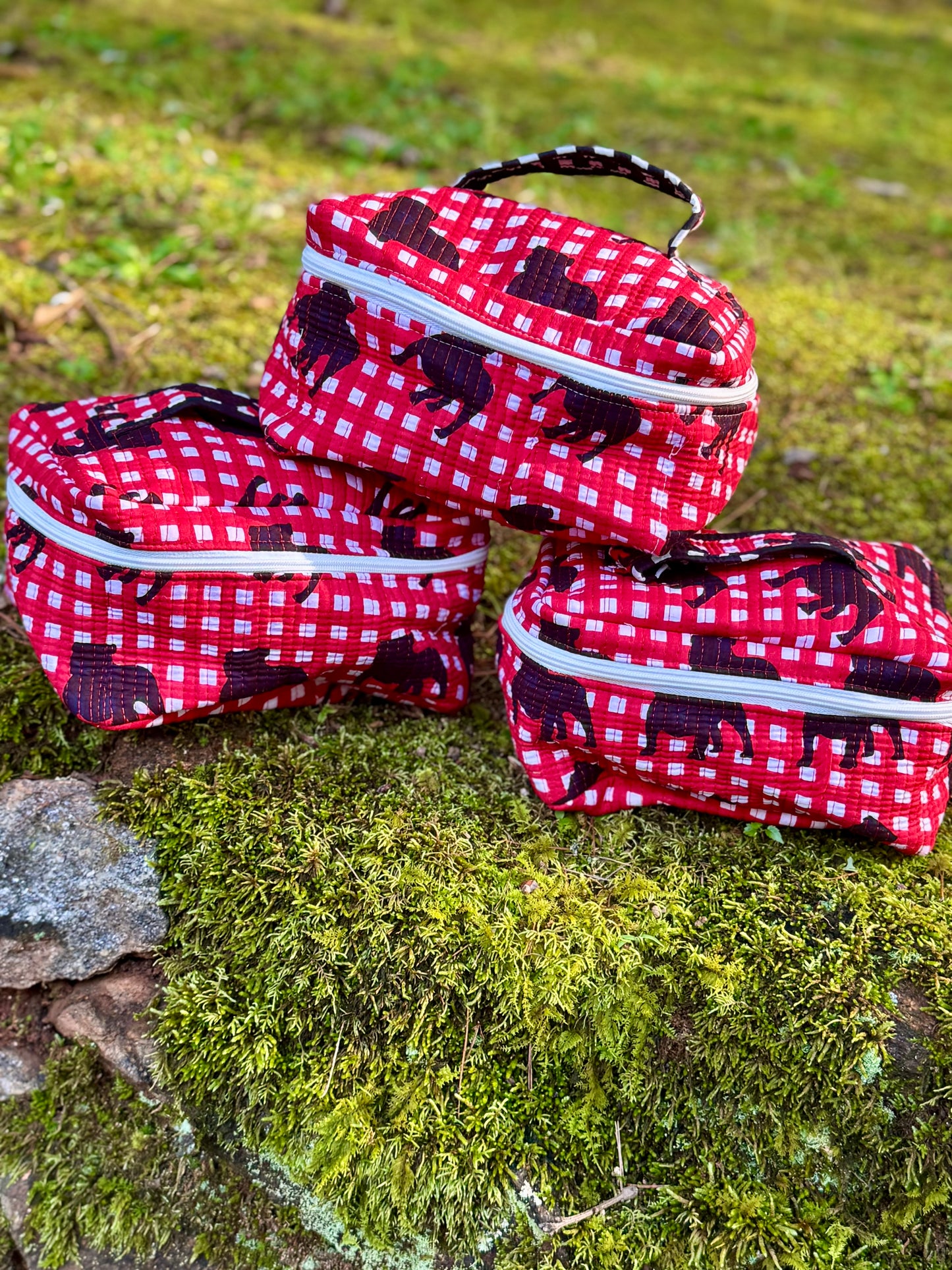 Bulldog fabric Exclusive collection large cosmetic bag with handle