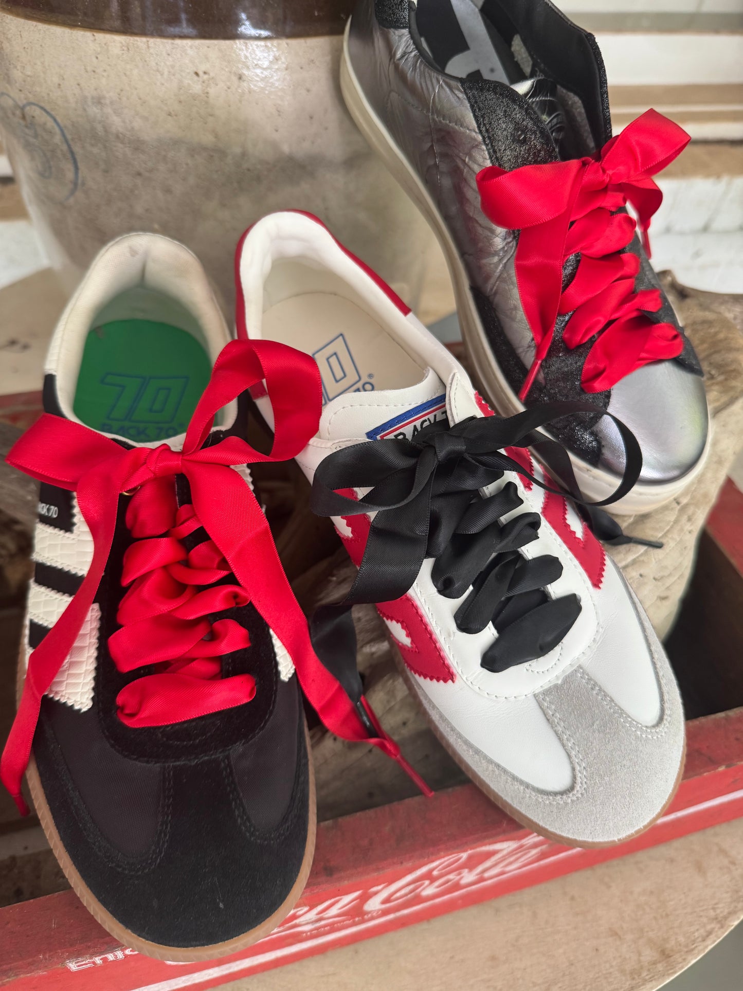 One lace listing! Game day shoe laces red or black one lace! Order two if u need for two shoes!