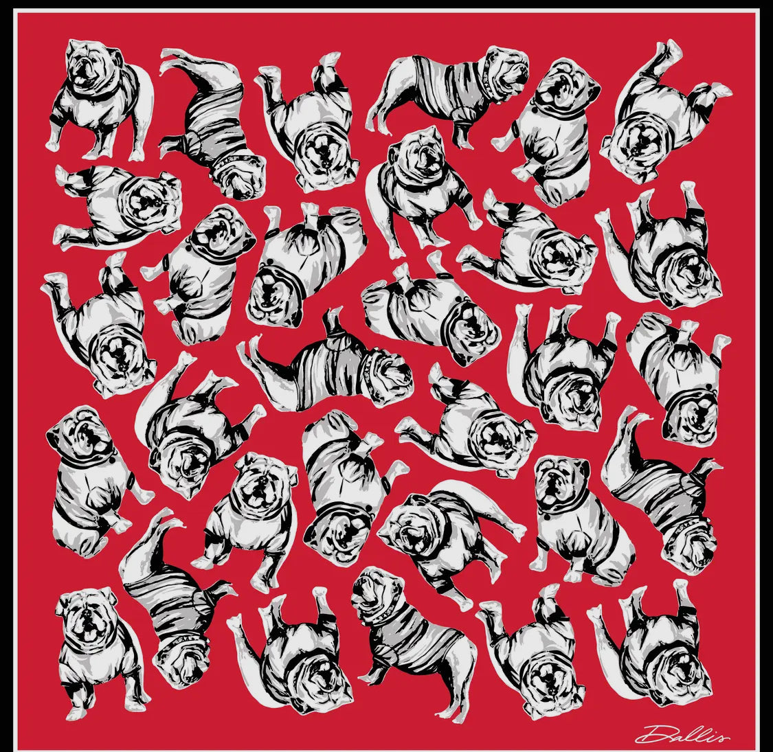 Game day scarf red and black 100% silk