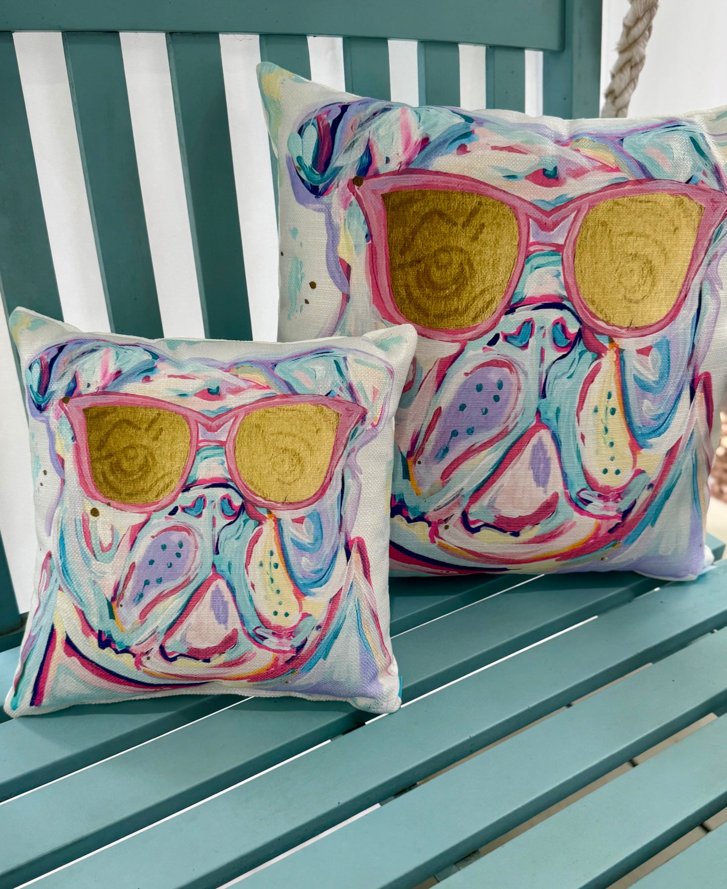 12x12 Water color bulldog pillow