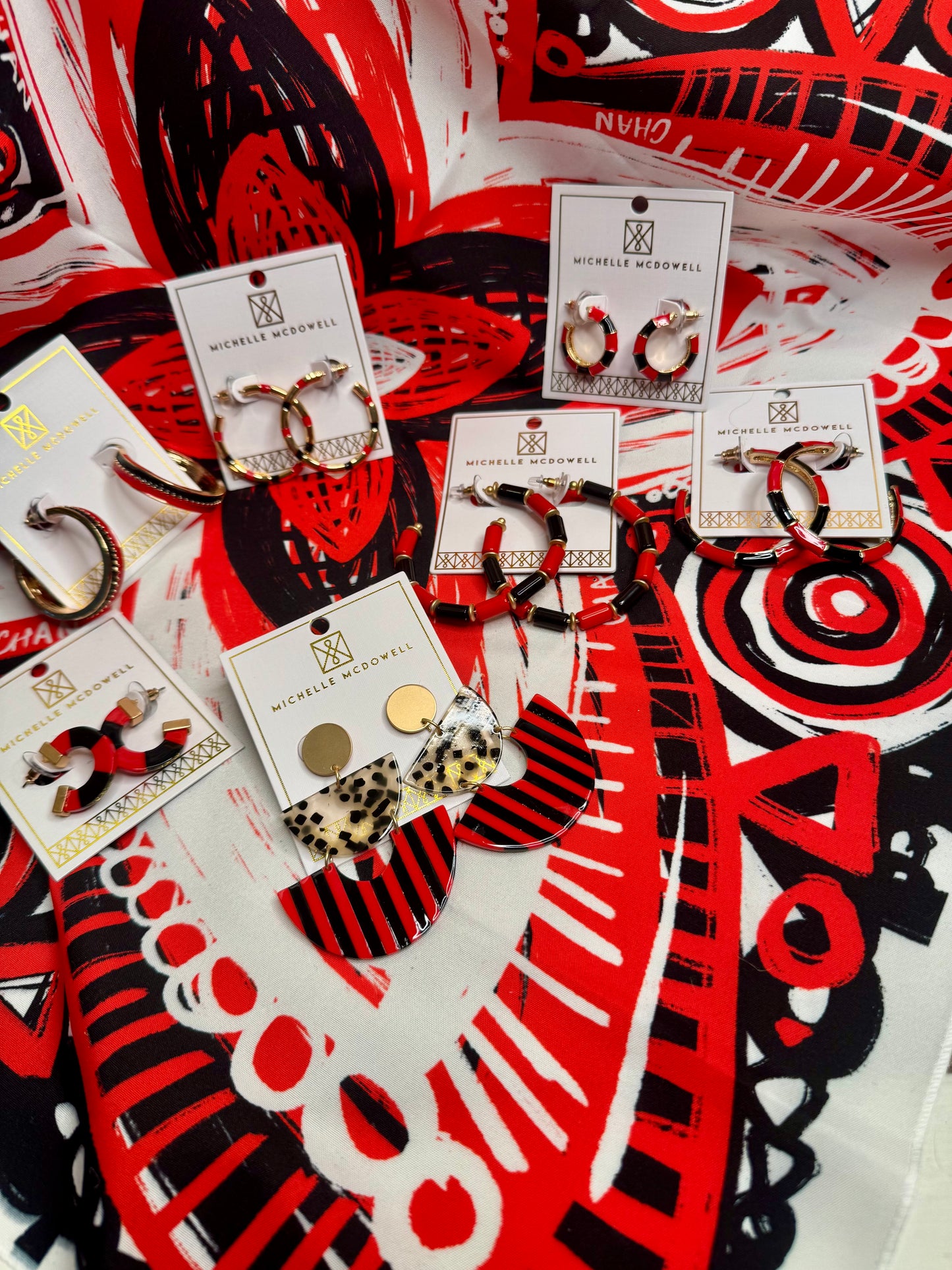Large hoops with wood black and red beads