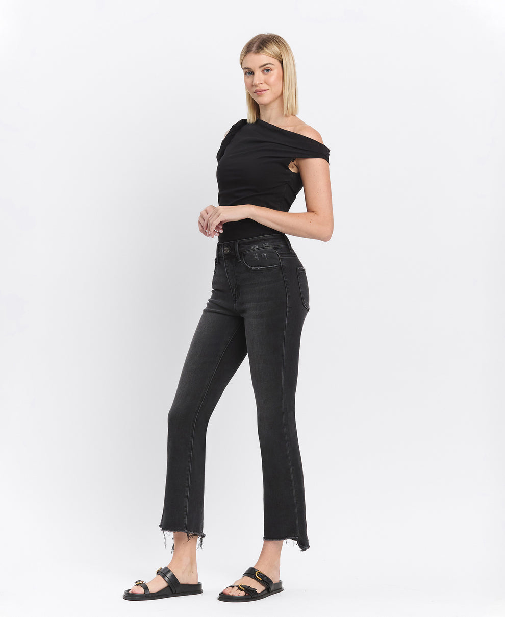 Vervet brand Black high rise with raw hem flare jeans up to size 24w